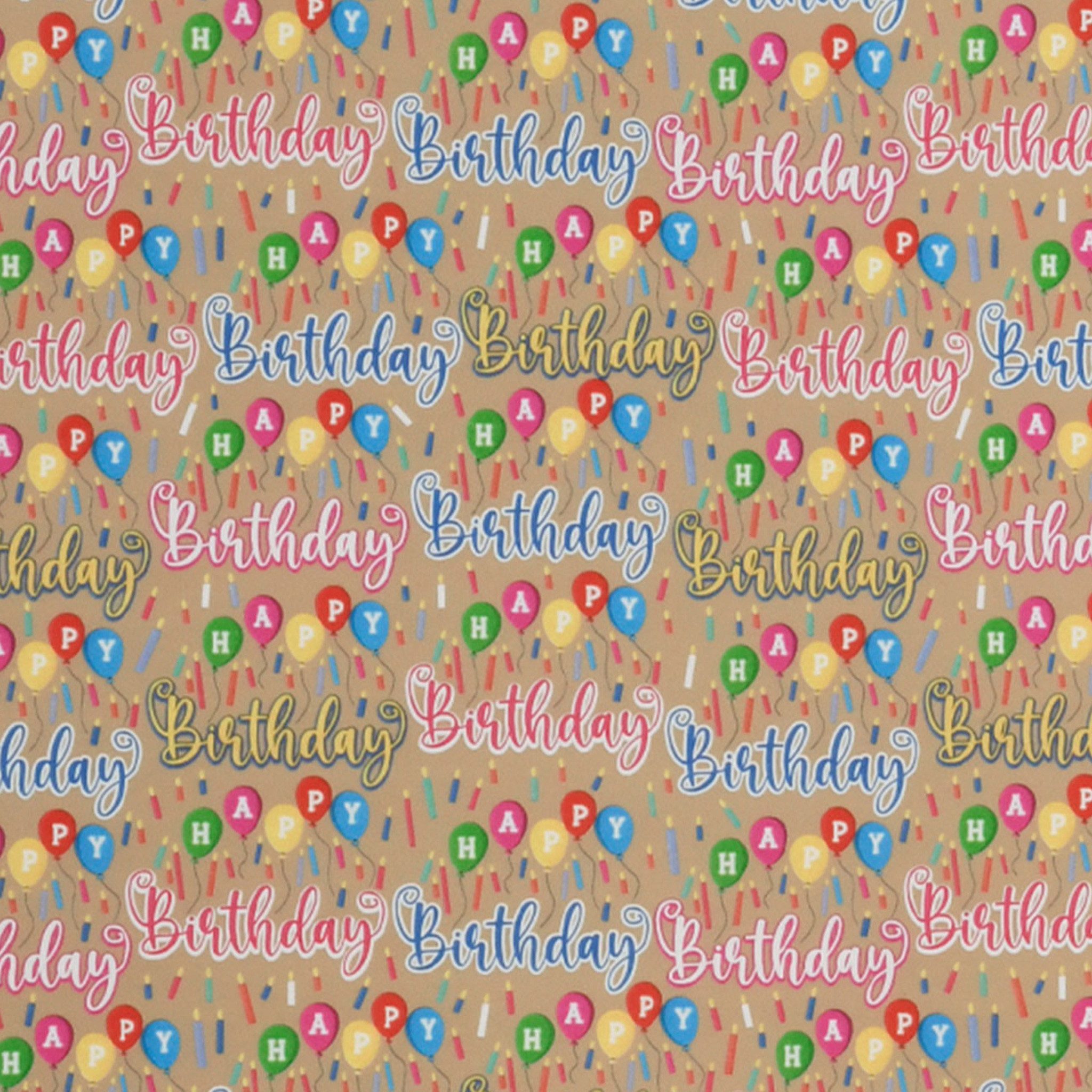 Star Geschenkpapier, Geschenkpapier Happy Birthday 70cm x 2m Rolle Gold / Bunt