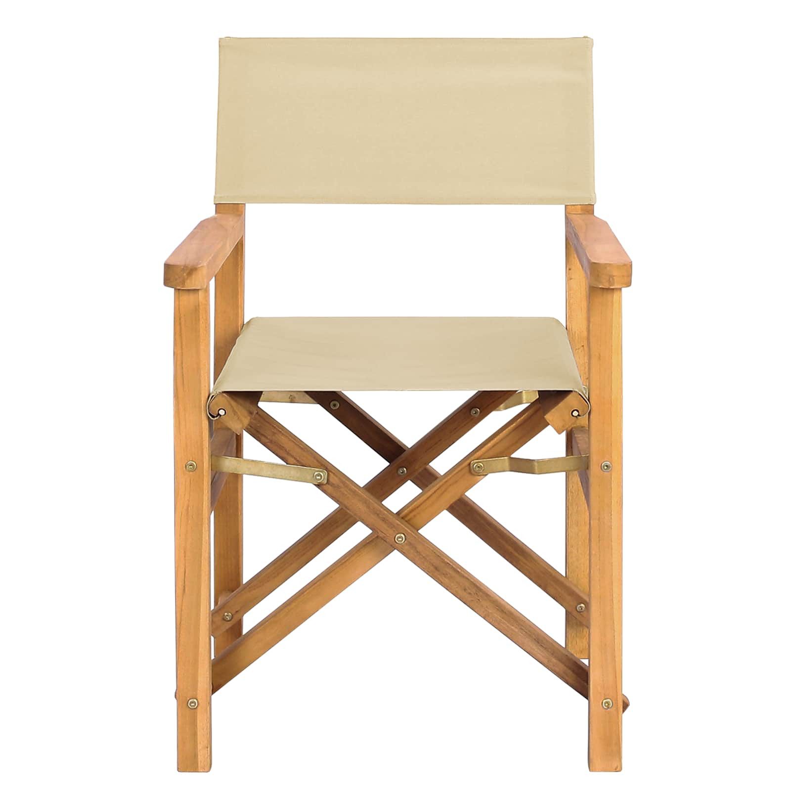 vidaXL Gartenstuhl Regiestuhl Braun und Beige Massives holz (1 St)