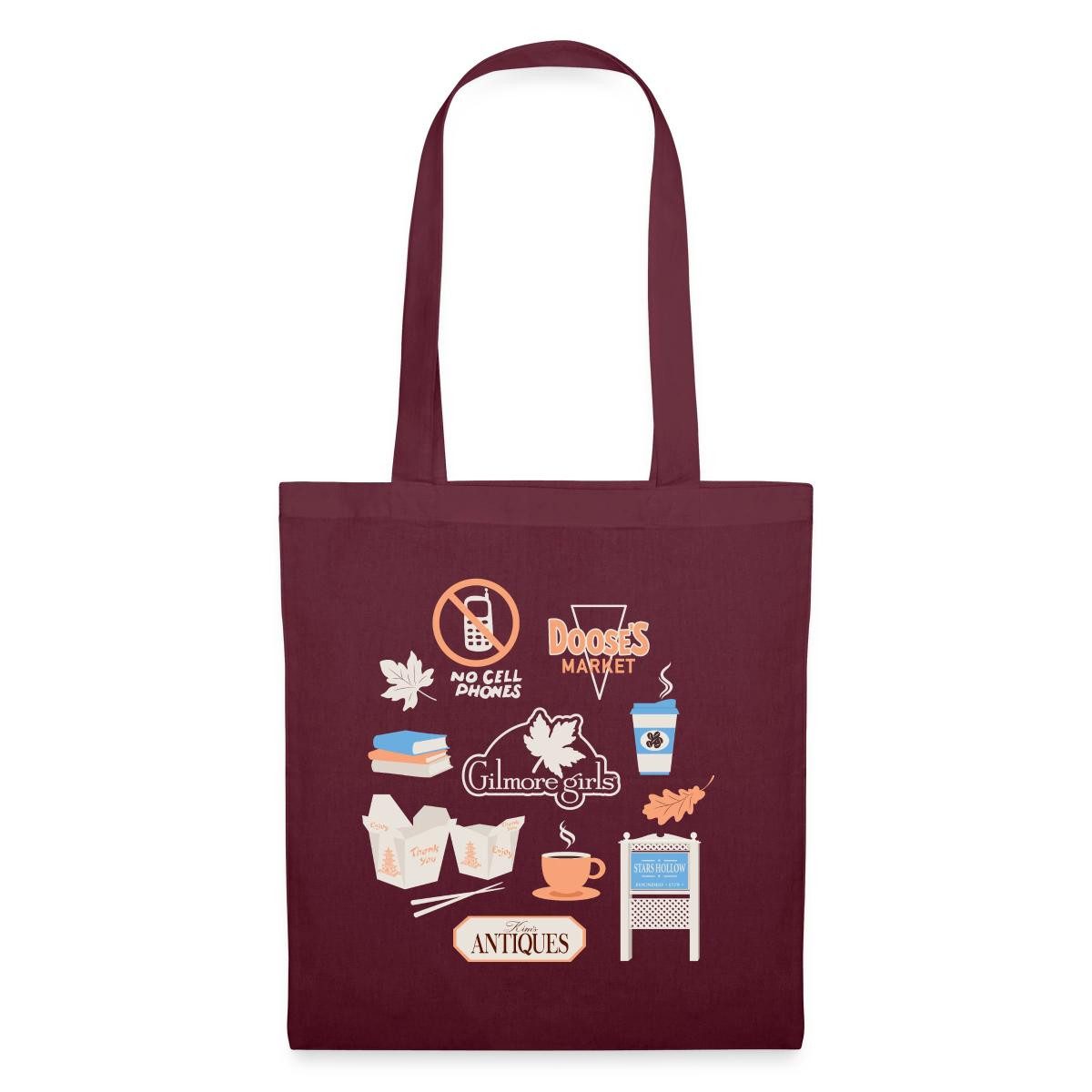 Spreadshirt Henkeltasche Gilmore Girls Essentials Collage Pastell Stoffbeutel (1-tlg), Fassungsvermögen: 10 Liter