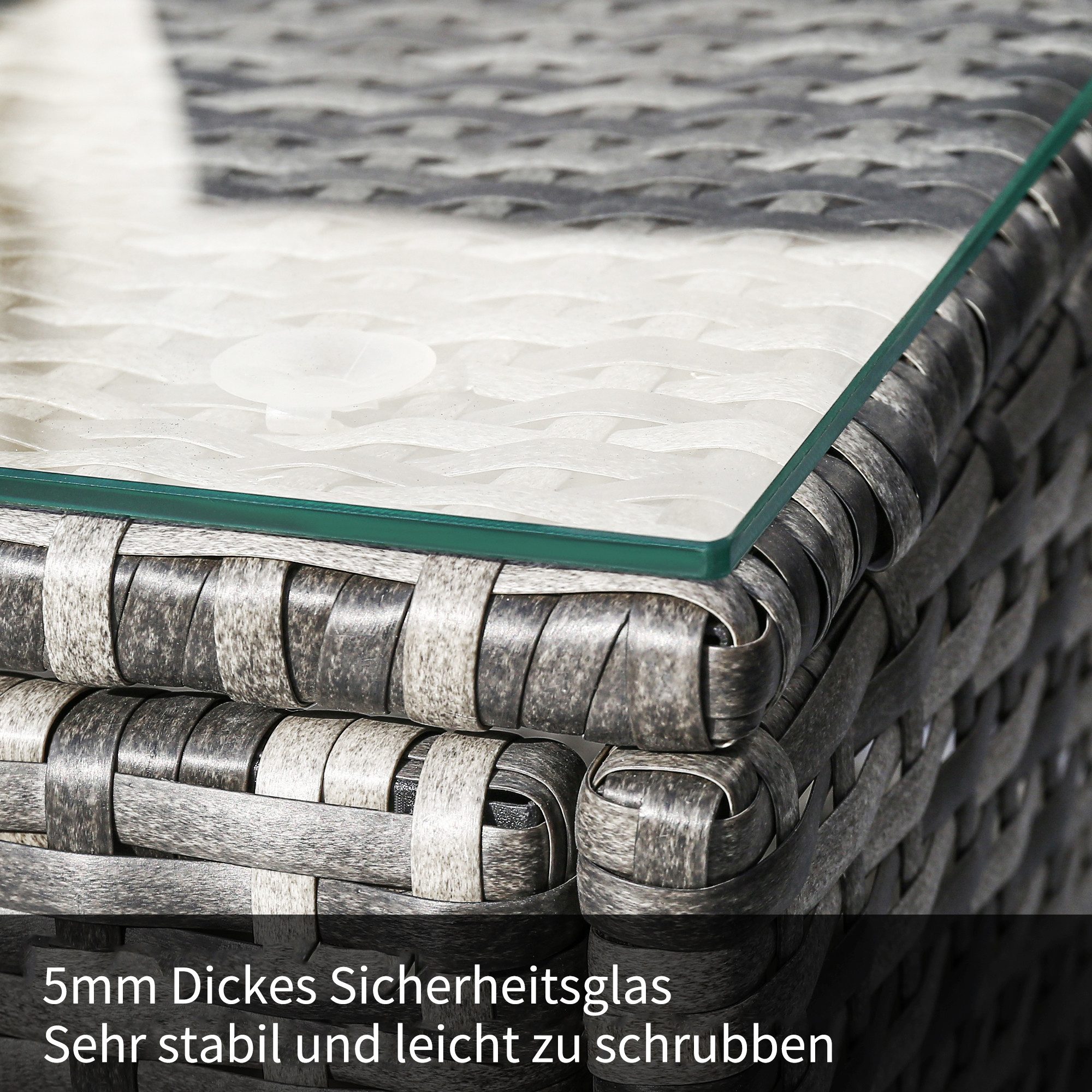 Gartenlounge-Set, (5-tlg., Gartenmöbel Set für 4 Personen), Polyrattan Sitzgruppe mit Garten-Sofa, Garten-Tisch und Hocker