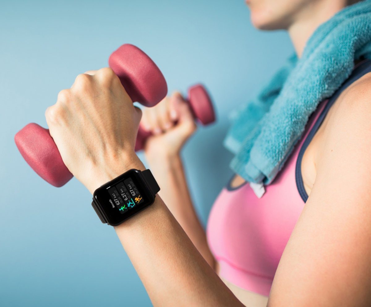 Technaxx Hantel Technaxx Smartwatch Fitnessuhr mit 1,69 Zoll Display TX-SW7HR mit F