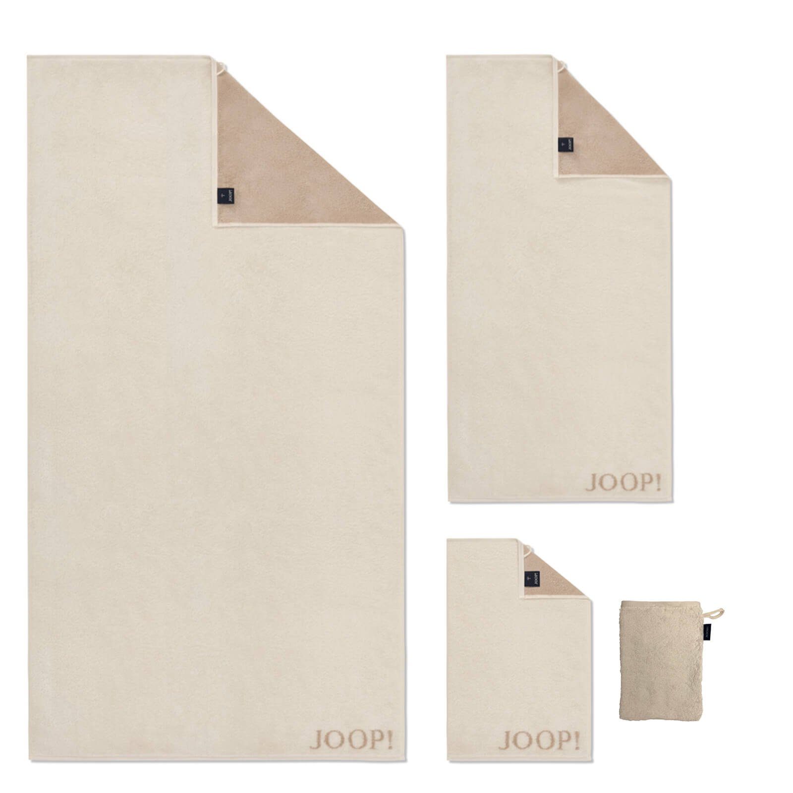 36, Joop! 36 Unifarben Doubleface Handtuch Creme Logo, Classic Creme Flauschig, Handtuch (1-St), Wendeoptik, Walkfrottier 1600