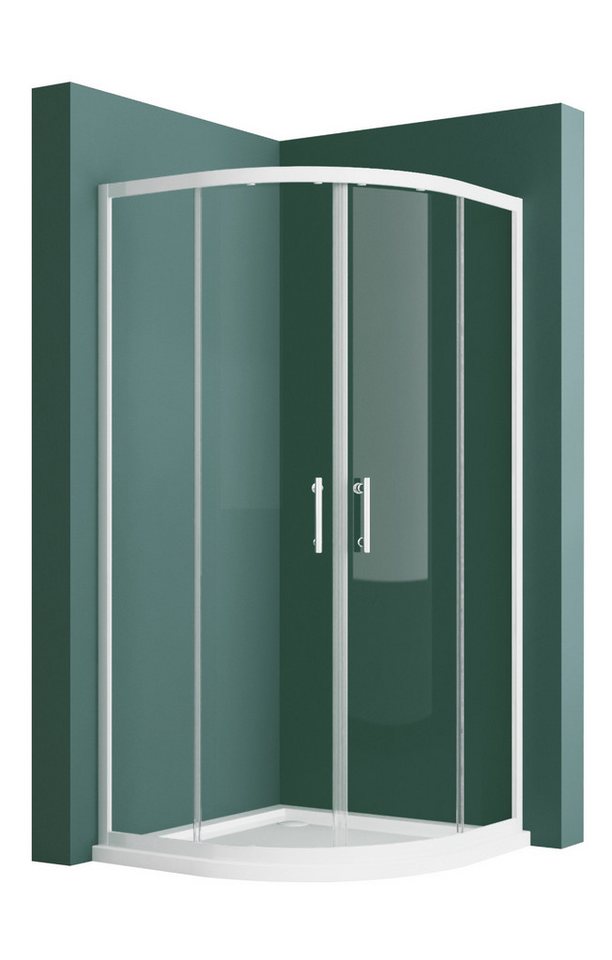 Hopibath Runddusche Weiß 90x90x185cm Duschkabine, BxT: 90x90 cm, 5mm Sicherheitsglas, Schiebetür, (88-90)x(88-90)x185, Alurahmen, Magnetverschluss