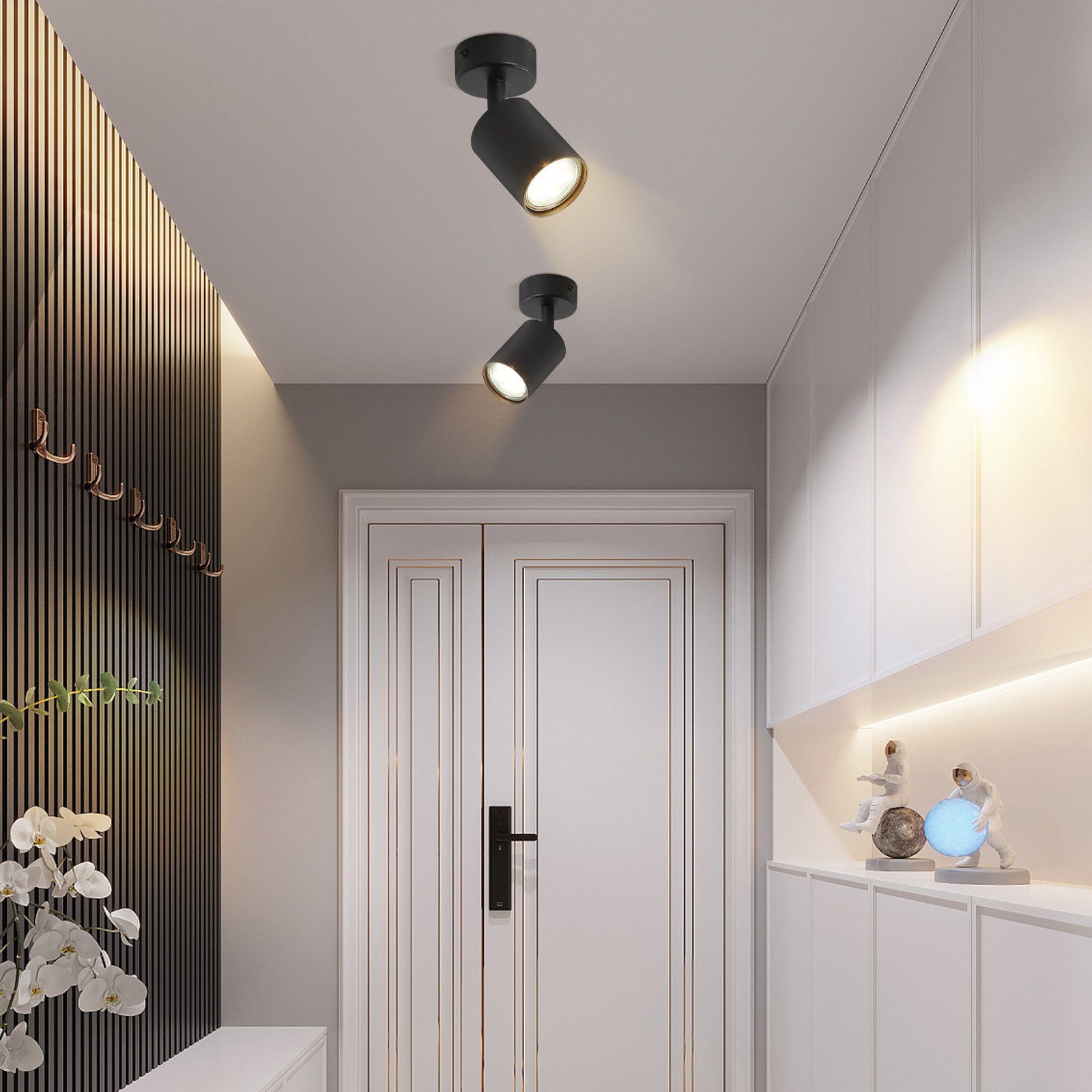 ZMH LED Deckenstrahler Retro Deckenleuchte Weiß/Schwarz -GU10 350°Schwenkbar Schlafzimmer, Einfache Installation, ohne Leuchtmittel, Modern Flurlampe Industrial Wandstrahler für Wohnzimmer