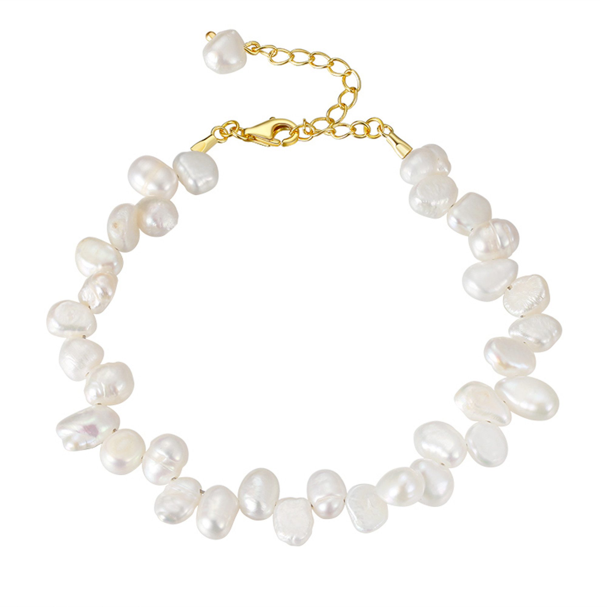 KARMA Perlenarmband Damen Armband Süßwasserperlen Gold Perlen (verstellbar wasserfest hypoallergen, zeitloses Design Damenarmband), elegantes Schmuckstück Silber925 vergoldet