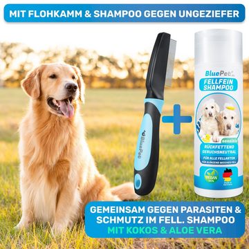 BluePet Flohkamm "FlohGo" Flohkamm, Läusekamm & Fellkamm für Hunde und Katzen, Für alle Haustiere mit Fell geeignet
