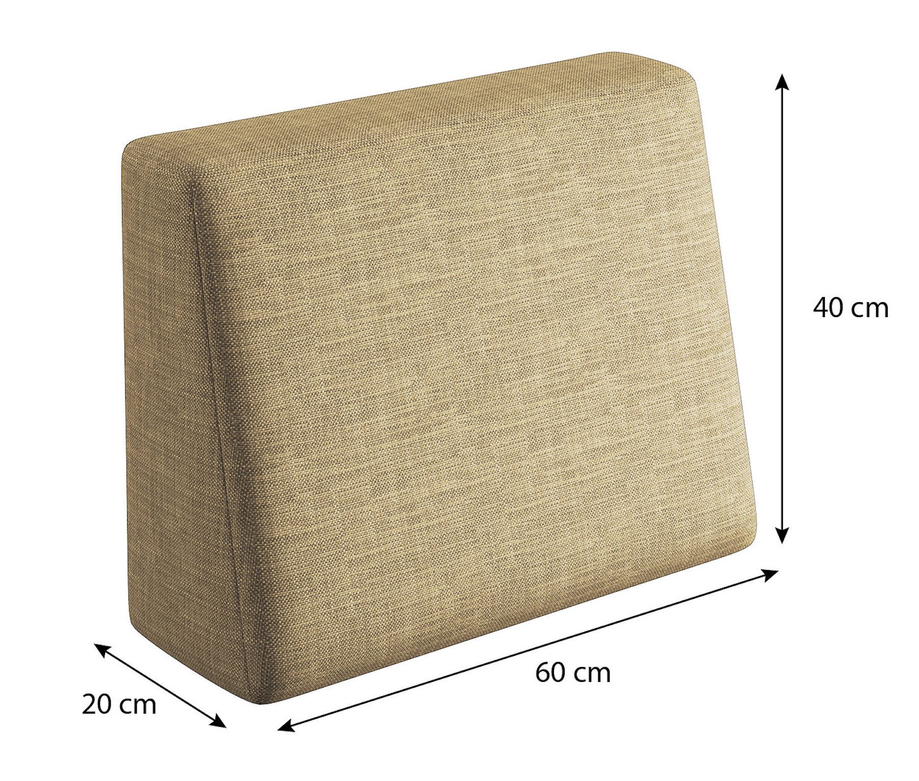 sunnypillow Rückenkissen Palettenkissen mit abnehmbarem Bezug Seitenkissen 60x40x20/10cm, Sandfarben