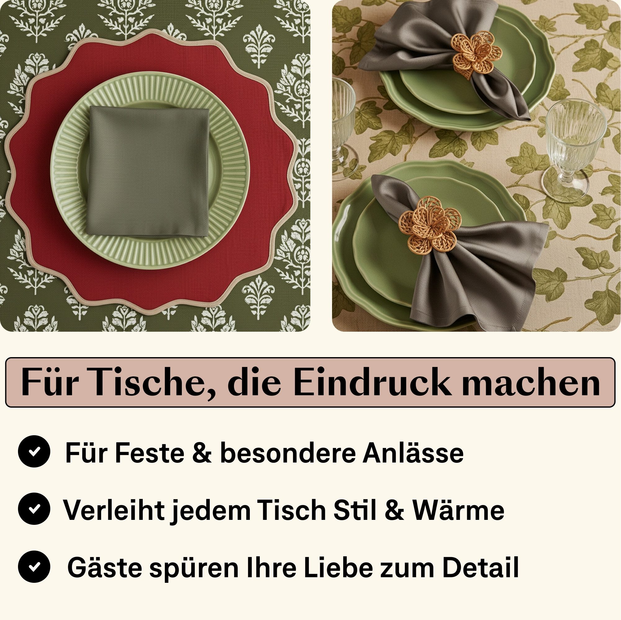 Seralino Stoffserviette 100% Bio-Baumwolle, (Set, 12 St., Wiederverwendbar), 40x40 cm & 45x45 cm