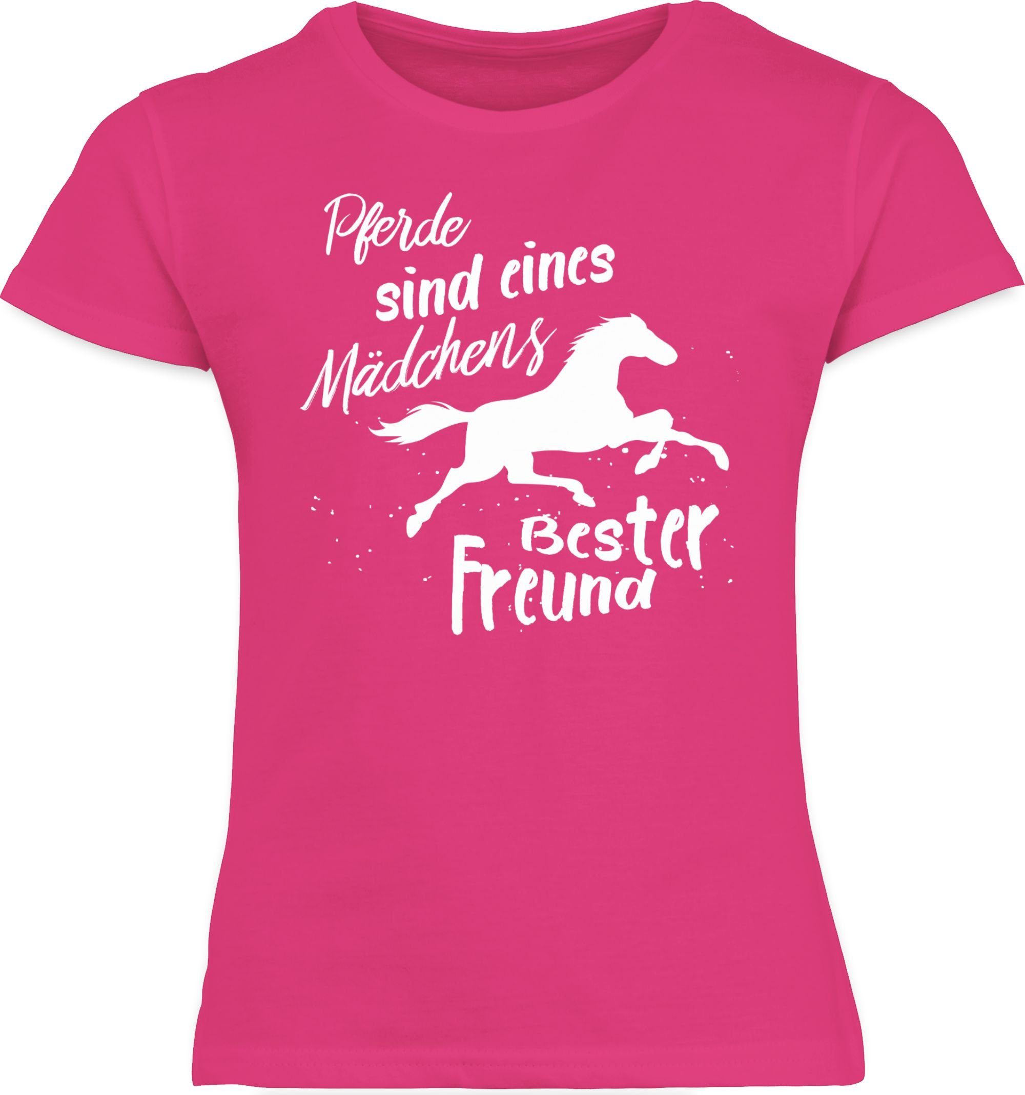 Freund eines Shirtracer sind bester 2 Pferde Fuchsia Pferd Mädchens T-Shirt