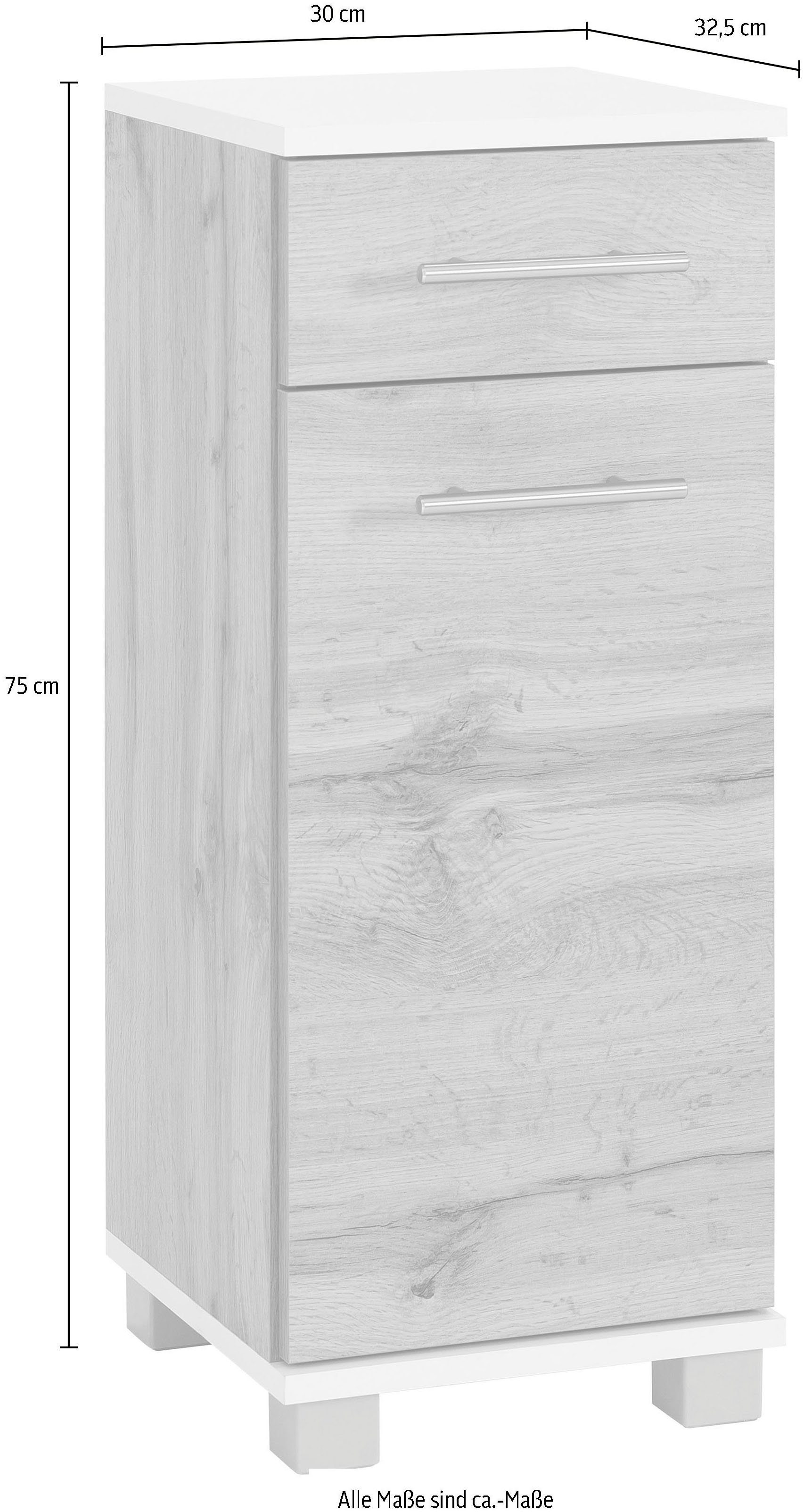 welltime Seitenschrank Emmi, Breite 30 cm Wechselbarer Türanschlag, Metallb günstig online kaufen