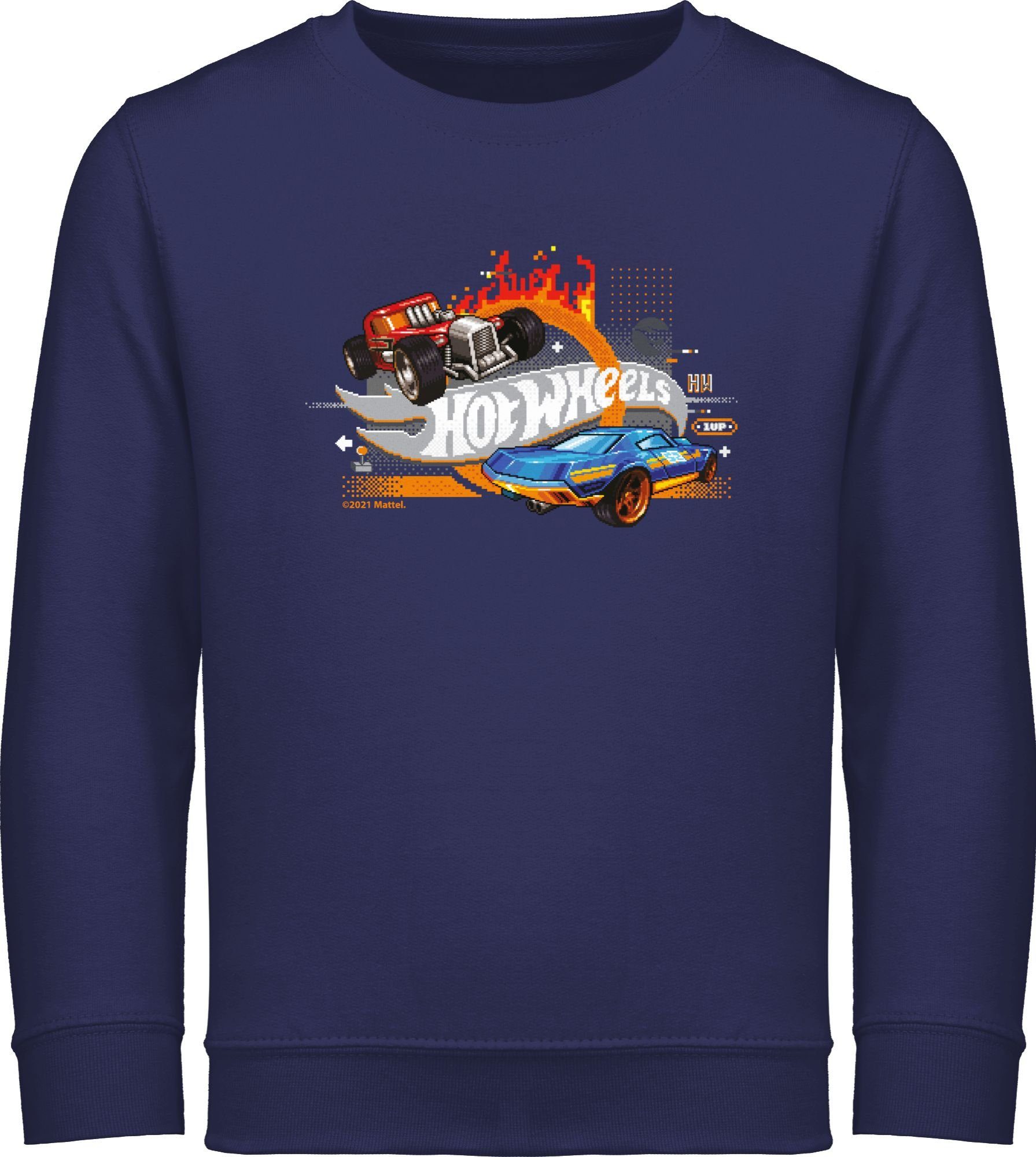 Sweatshirt Logo 8-Bit Wheels Shirtracer Mädchen Navy Hot Blau 1