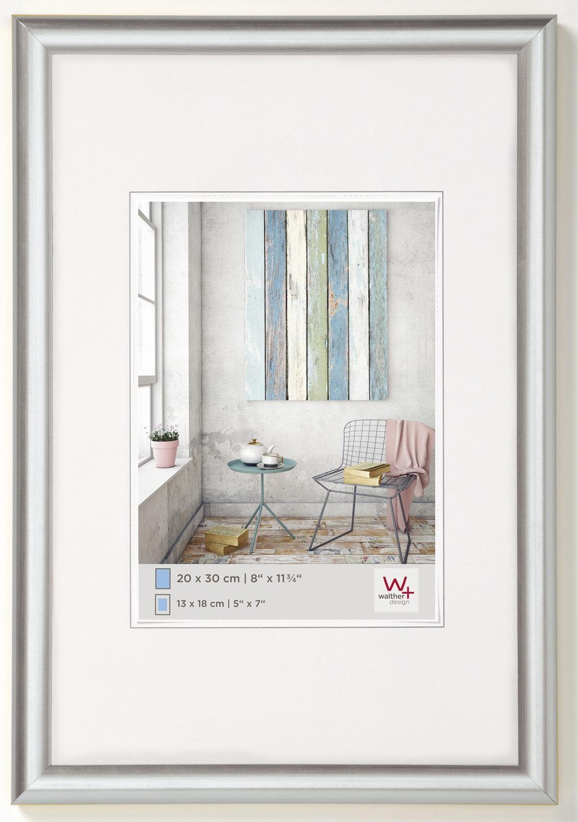 walther design Trendstyle Kunststoff Bilderrahmen  13x18 cm Silber günstig online kaufen