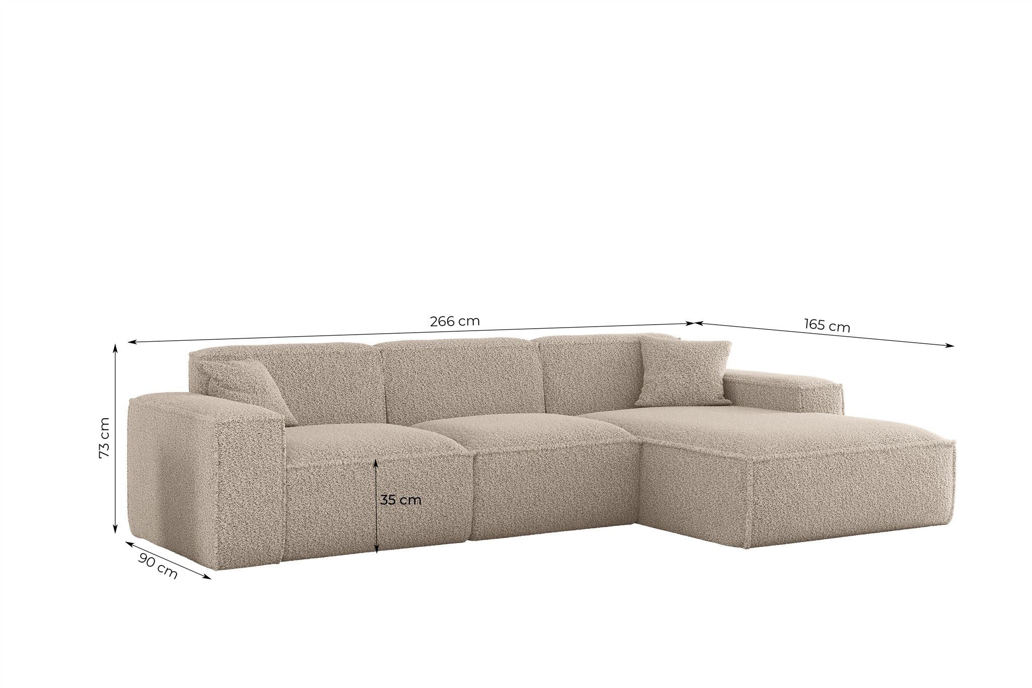 Fun Möbel Ecksofa Designersofa CELES PREMIUM in Stoff Sven, Ottomane Rechts oder Links, inkl. 2 x Zierkissen