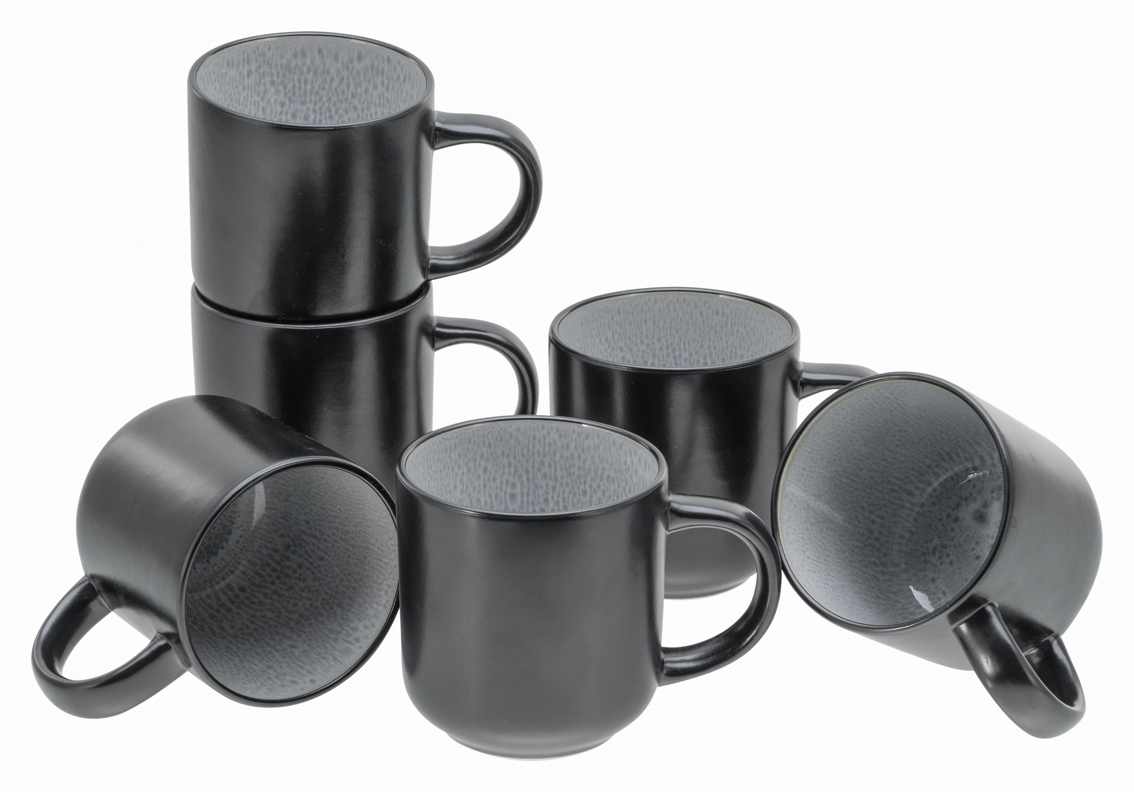CreaTable Becher Nordic Fjord, 6-tlg., Steinzeug, Kaffeebecher, Tassen Set, 6-teilig, 285 ml