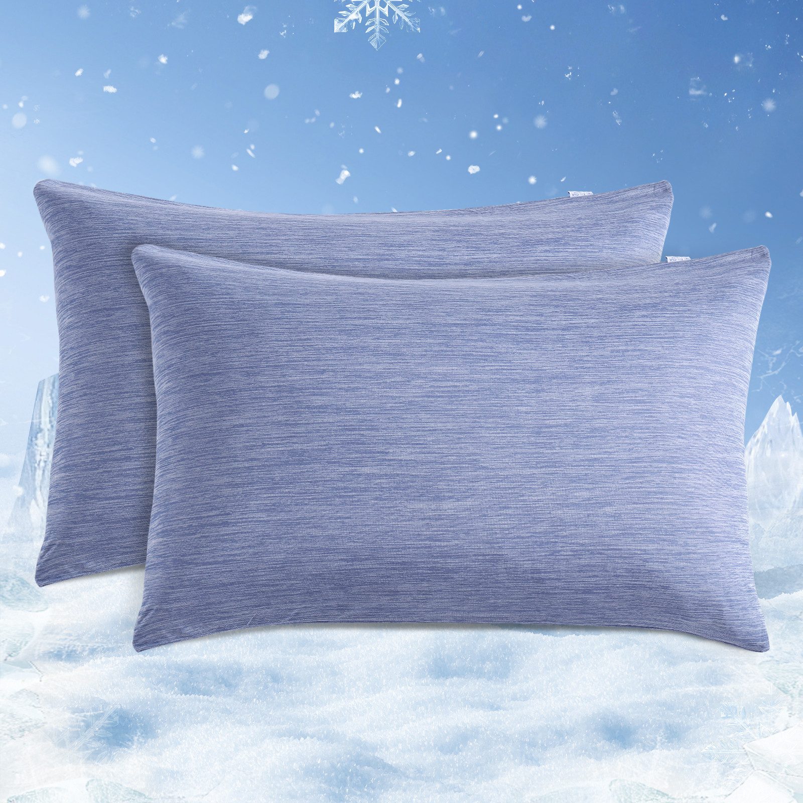 Elegear Kissenbezug 2 Stück kühlender Kopfkissenbezug für Sommer, Q-Max>0.5, (2 Stück), 50 x 80cm Kissenbezüge mit Reißverschluss, Sofakissen atmungsaktiv