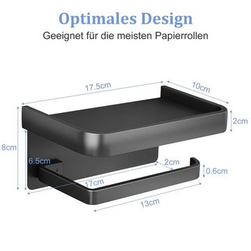 HYTIREBY Toilettenpapierhalter Toilettenpapierhalter ohne Bohren mit Regal, für Küche und Bad (Länge17.5cm Breite 10 cm Höhe 8 cm), Storage rack, toilet paper rack, tissue rack, roll paper rack
