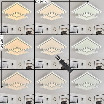 hofstein Deckenleuchte »Quizano« moderne Deckenlampe aus Metall/Kunststoff in Weiß, CCT 2700-5000 Kelvin, 67, 5cm, dimmbar über Fernbedienung, 2900 Lumen, 1xLED 21 Watt