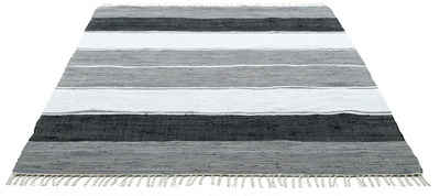 Teppich Stripe Cotton, THEKO, rechteckig, Höhe: 5 mm, Flachgewebe, gestreift, reine Baumwolle, handgewebt, mit Fransen