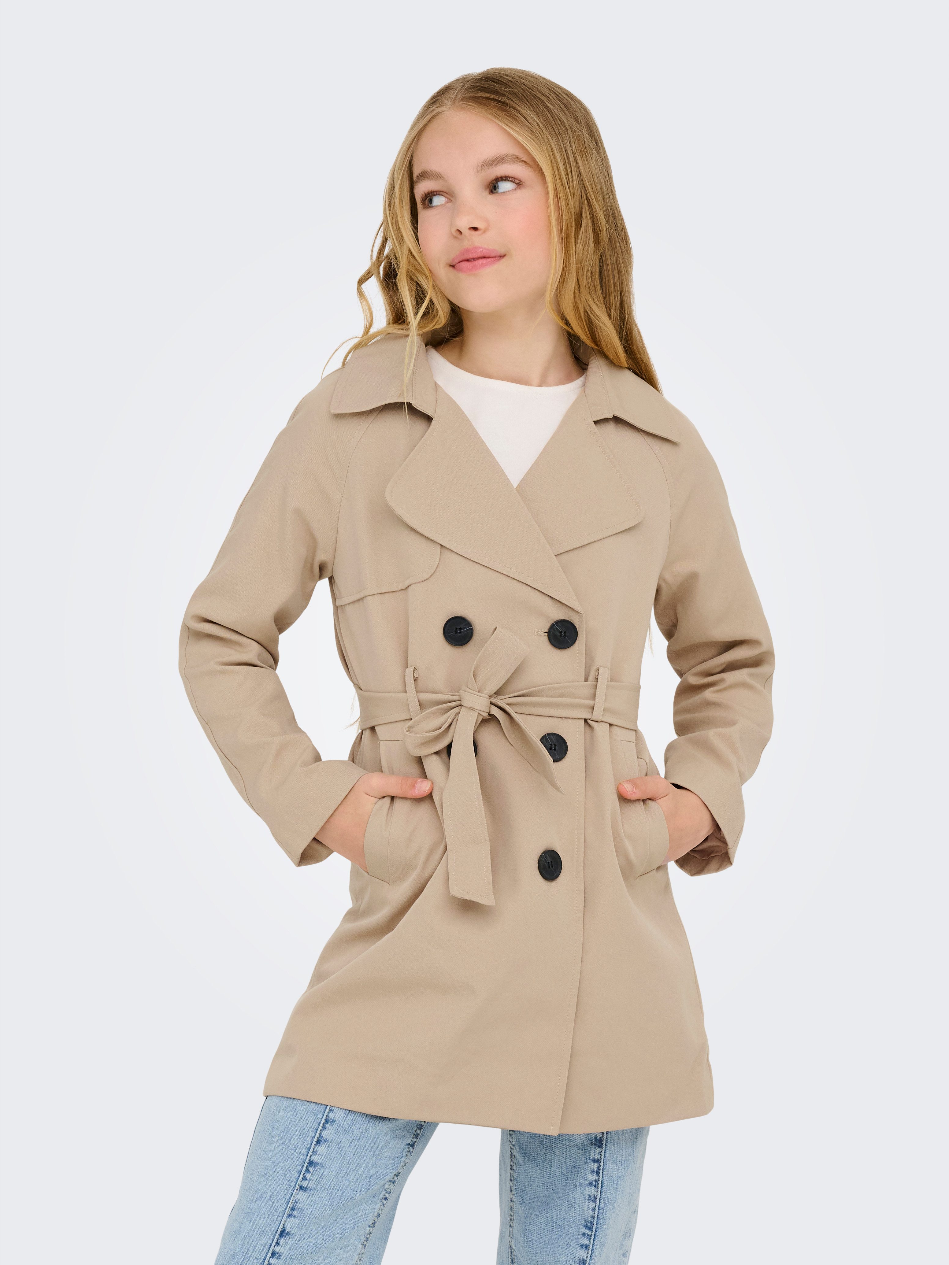 KIDS ONLY Trenchcoat KOGCHLOE LIFE TRENCHCOAT DB OTW NOOS mit abnehmbarem Bindegürtel