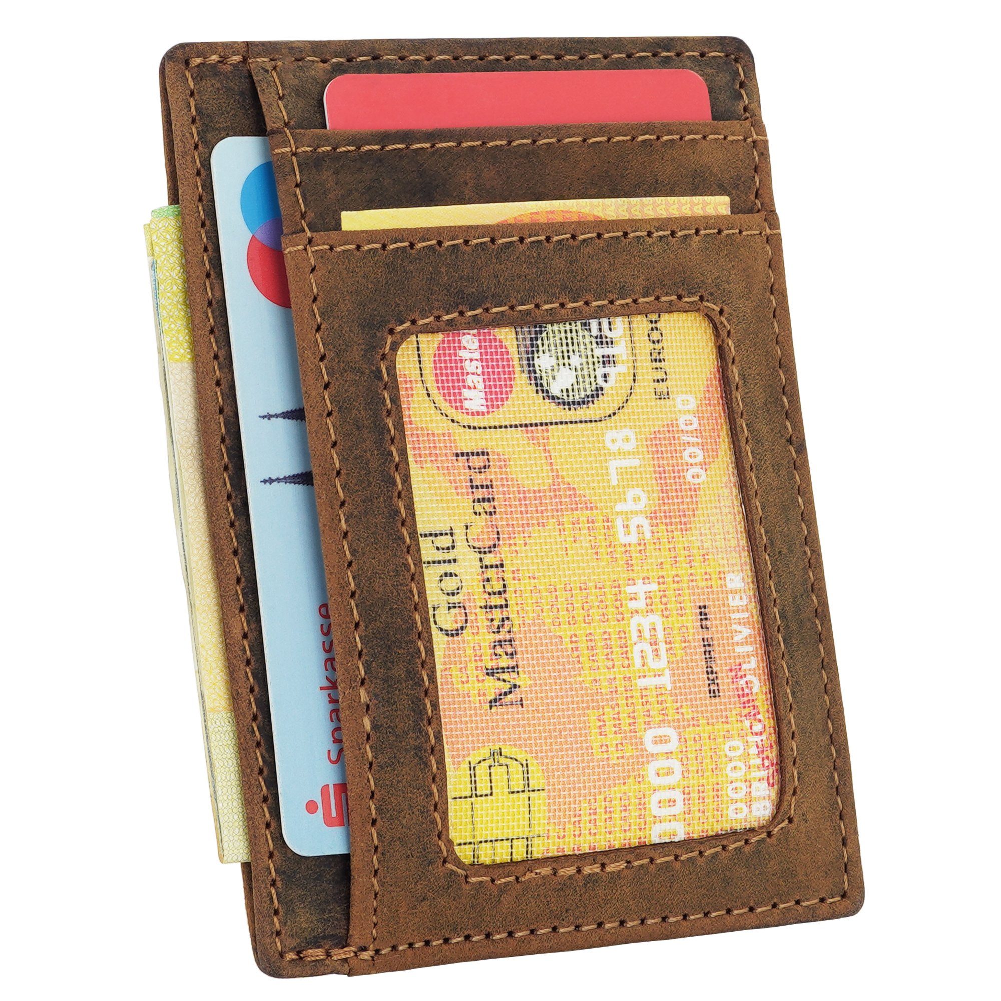 Manza Kartenetui Kartenetui Herren Super Smart Geldbörse für EC-Karten und Geldscheine, Super Flach, 7 Kartenfächer, 1 Scheinfach, RFID Blocker