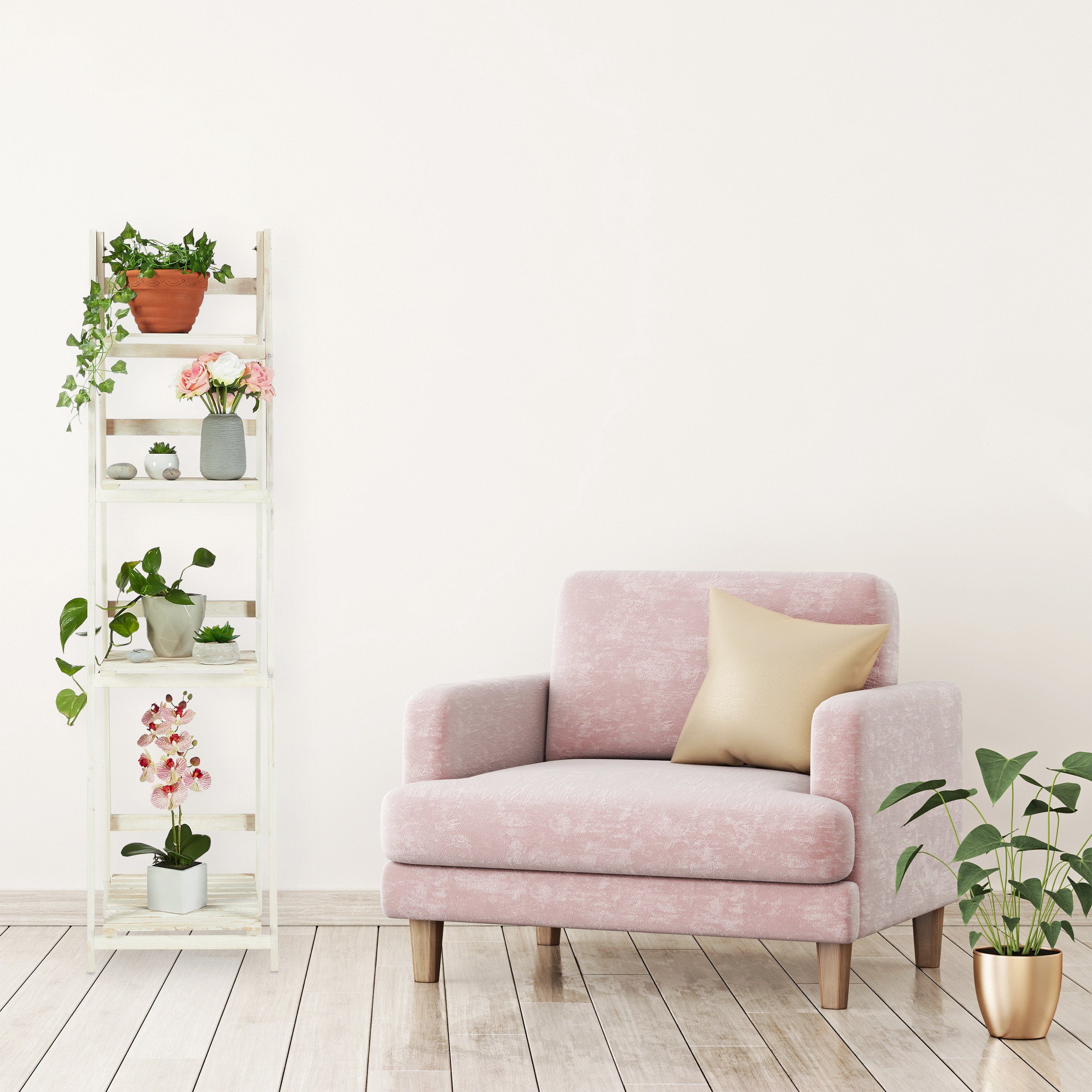relaxdays Blumenständer Weiße Blumentreppe aus Holz (1 St), XL – Bild 2 von 5