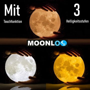 MAVURA LED Nachttischlampe MOONLOO Mondlampe Mondlicht 3D Nachtlicht Nachtlampe Mond Lampe Licht, Moon Light Touch Sensor