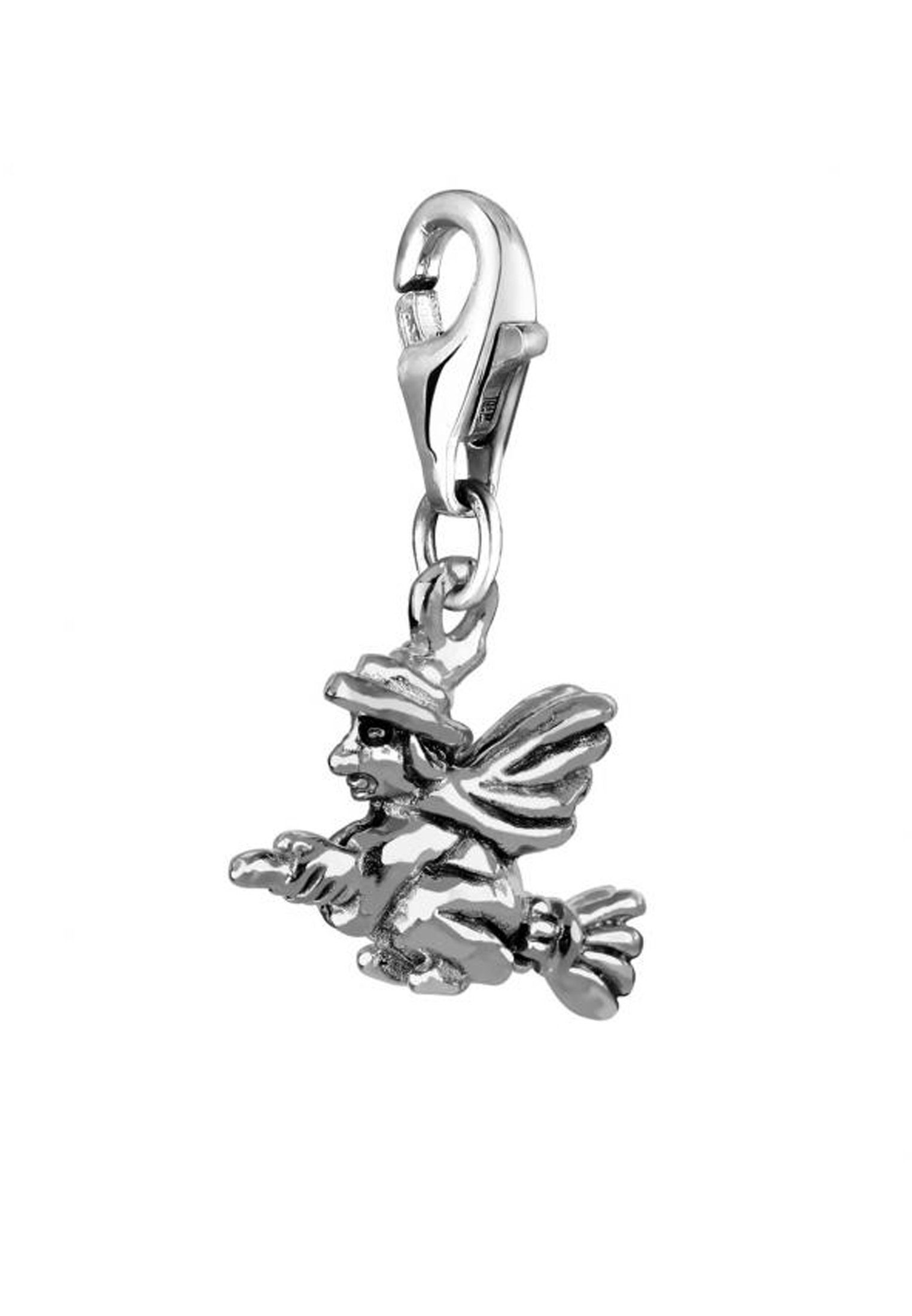 Nenalina Charm-Einhänger Hexen-Anhänger Halloween Besen oxidiert 925 Silber