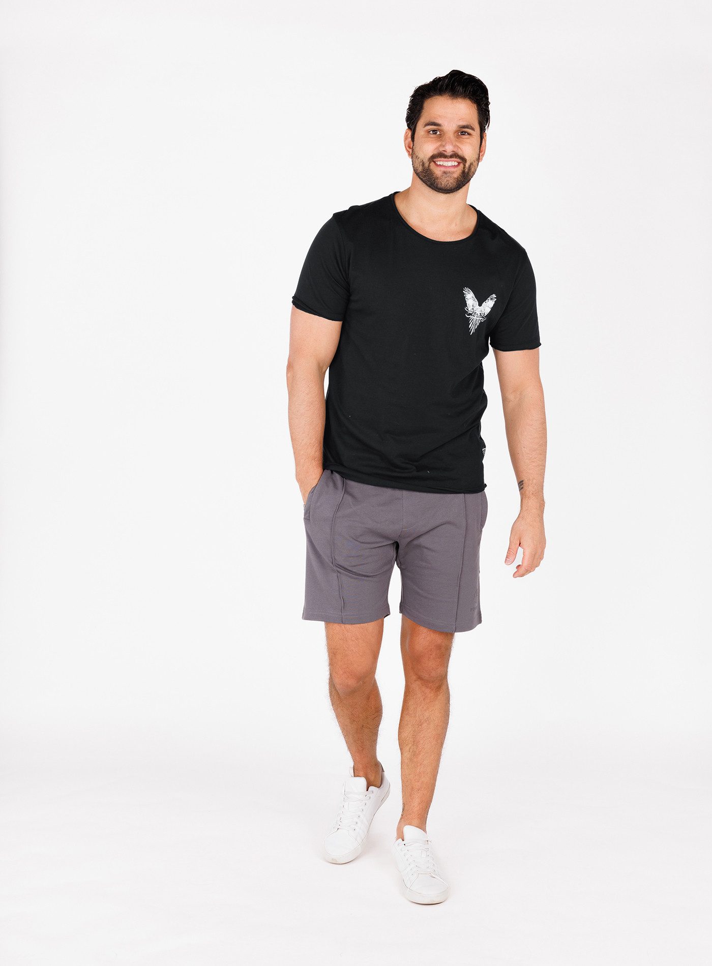 KEY LARGO Herren T-Shirt 'Walk This Way' – Urban Skull Print