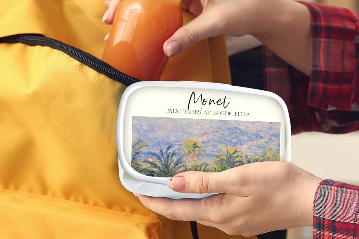 MuchoWow Lunchbox (2-tlg), - für weiß Kunst Monet Erwachsene, Kinder Alte Jungs und Brotdose, - und Brotbox für Kunststoff, Meister, Mädchen