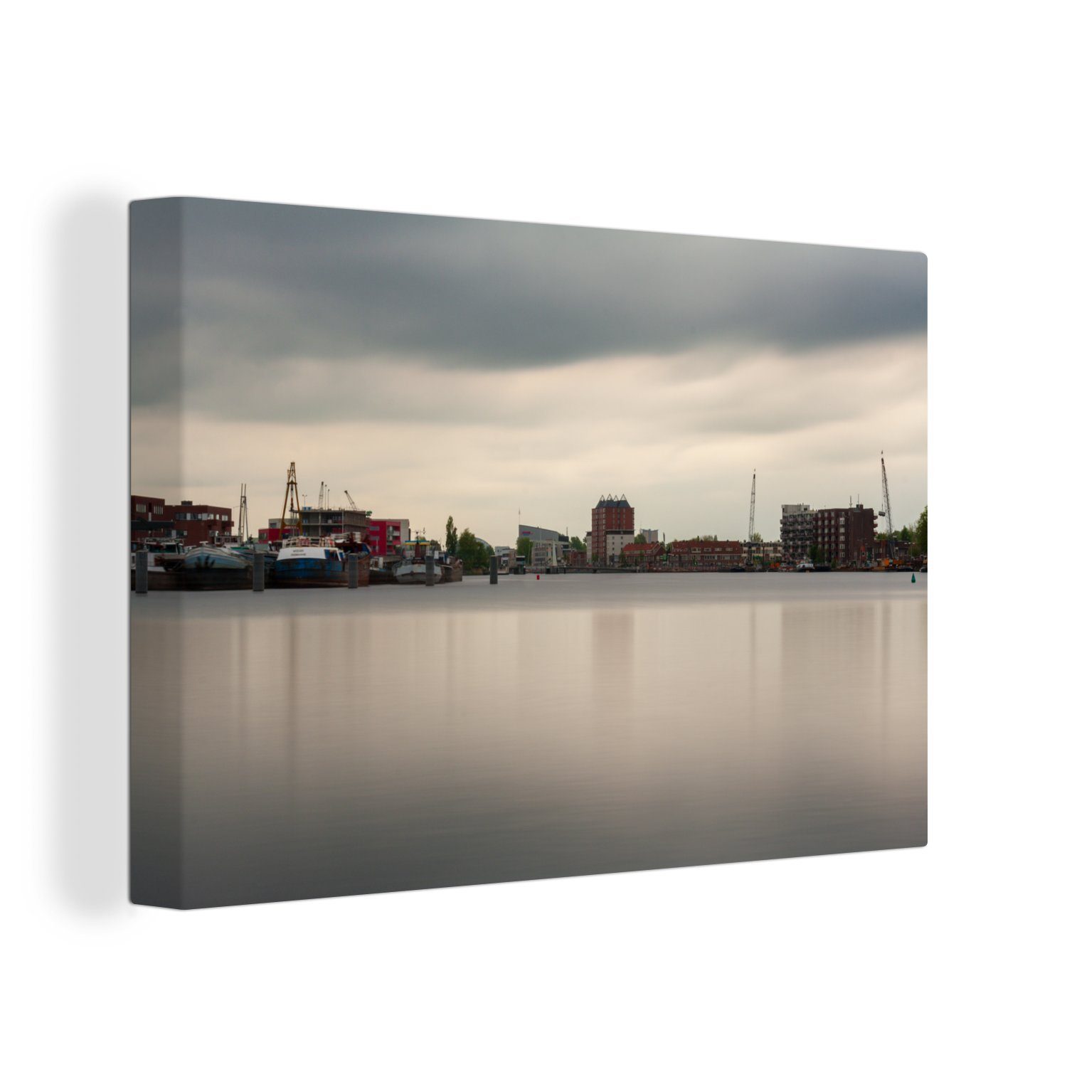 OneMillionCanvasses® Leinwandbild Skyline - Haarlem - Wasser, (1 St), Wandbild Leinwandbilder, Aufhängefertig, Wanddeko, 30x20 cm