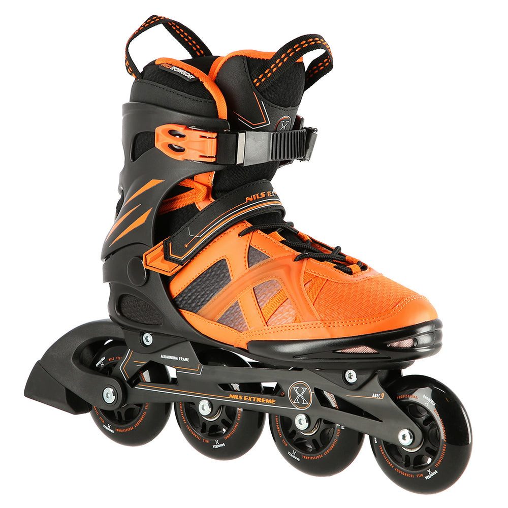 NILS EXTREME Inlineskates Inliner Rollschuhe Speedskates, (Spar-Set, 2-St., 42), verstellbar, ABEC 9, Aluminiumschiene, halbweicher Schuh