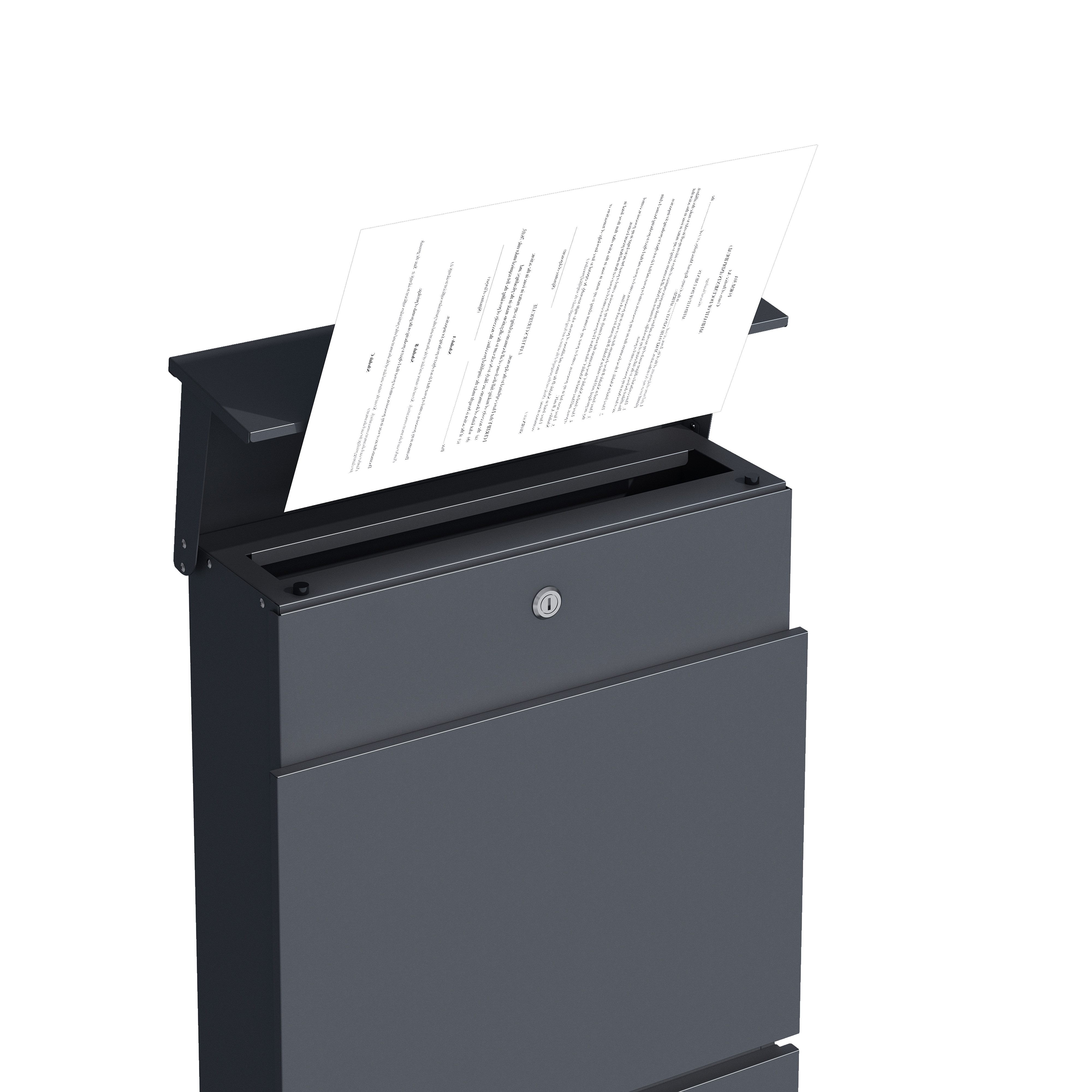 DEGAMO Standbriefkasten AACHEN, 115cm, Stahl anthrazitgrau, moderne Optik