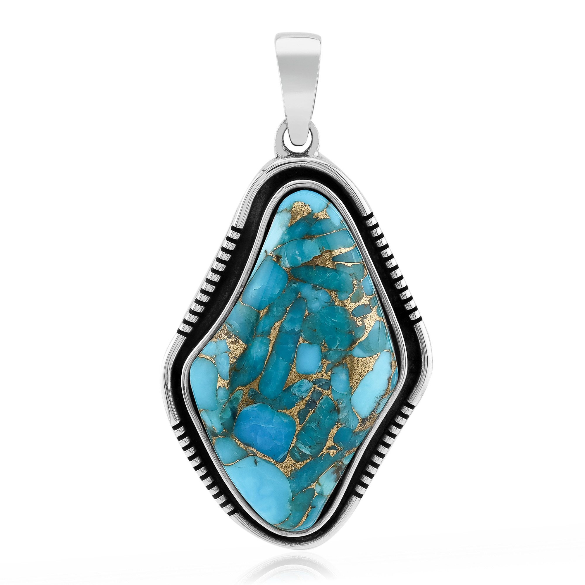 Cavill Kettenanhänger Blauer Mohave Türkis 9,6 ct Kupferanhänger 925 Silber modern (1-tlg)