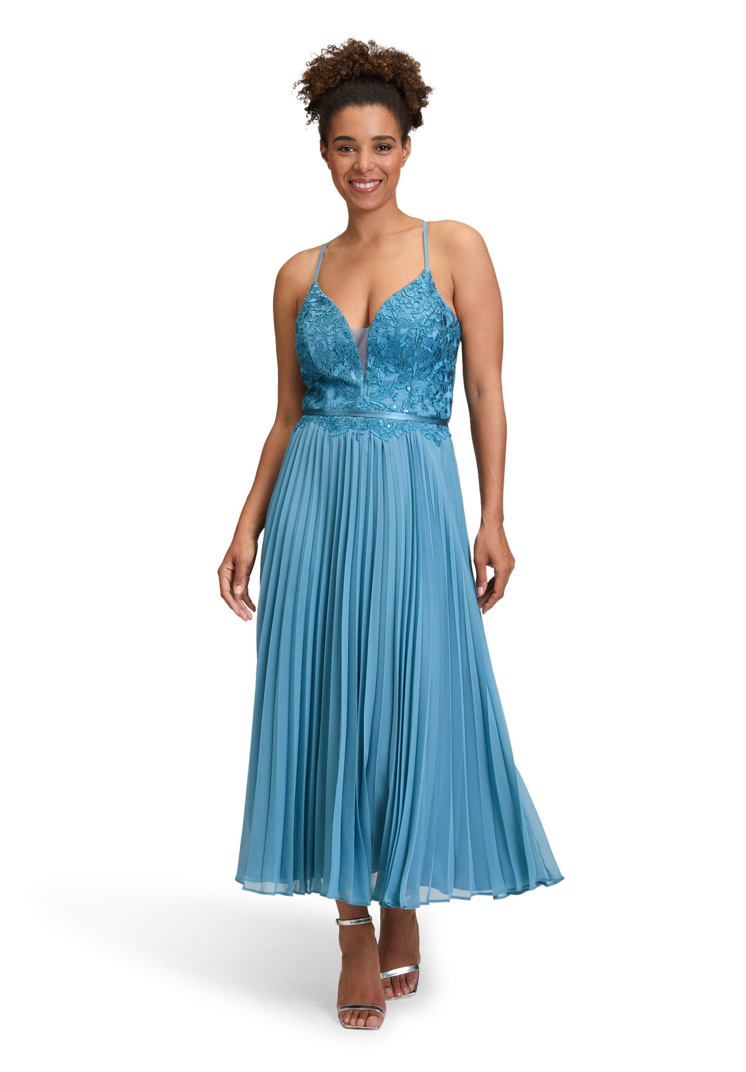 Vera Mont Abendkleid Damen Abendkleid mit Stickerei Plissee günstig online kaufen