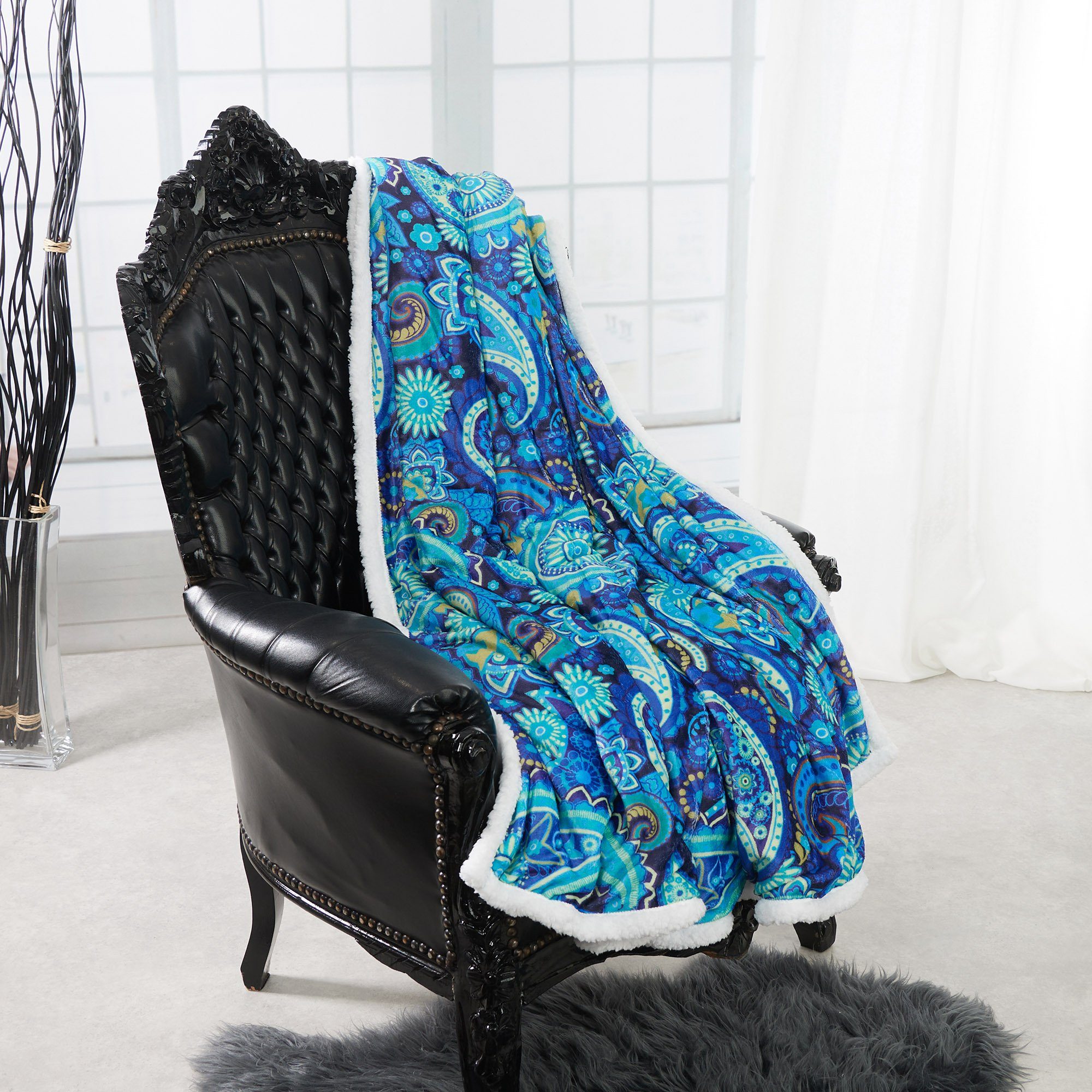 Wohndecke Paisley, HOME DREAM, 150 x 200 cm, edle farbbrillante Kuscheldecke