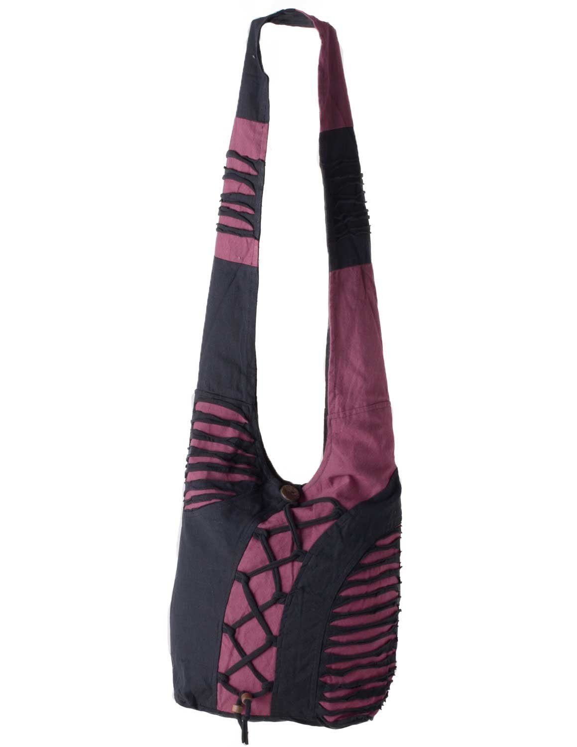 Vishes Shopper Yogitasche aus Baumwolle mit Cutwork und Schnüren, Hippi, Festival Tasche