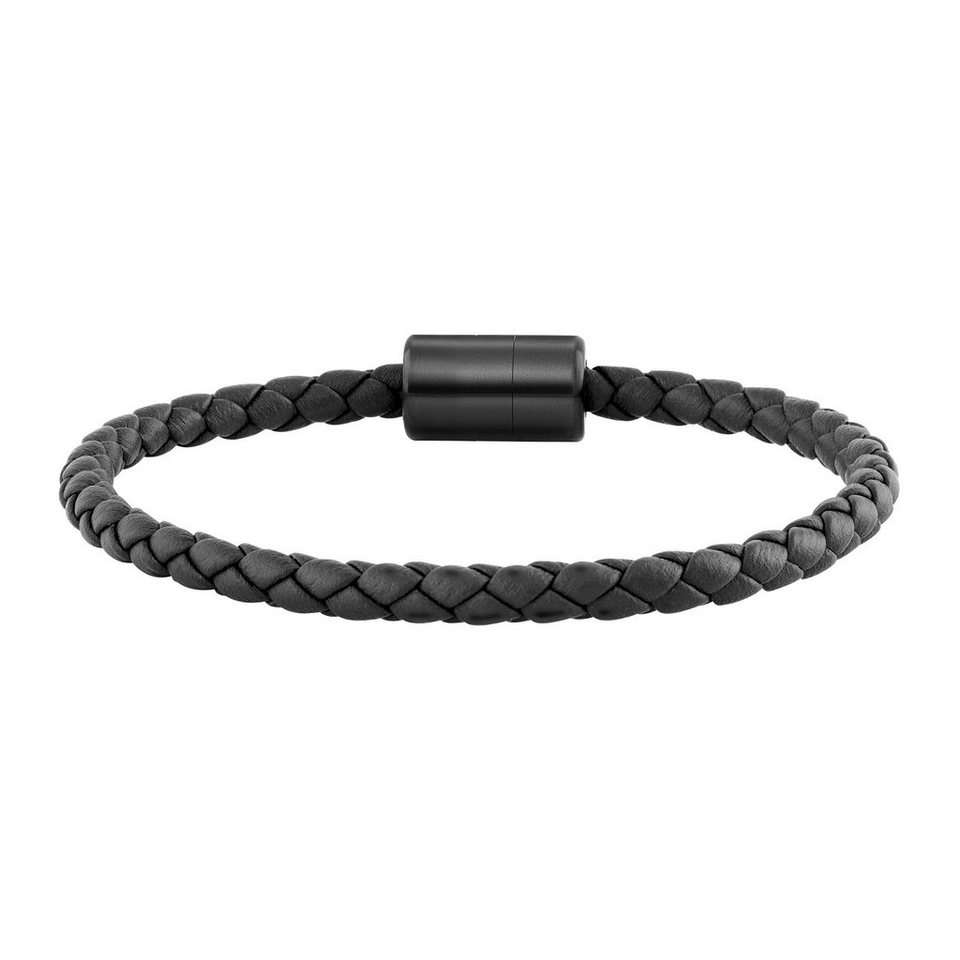CAÏ Armband Leder olivenblattgegerbt schwarz, Schwarzes Lederband mit einer  Länge von 21cm