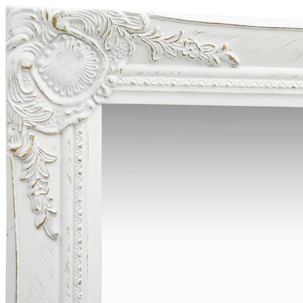 furnicato Wandspiegel Weiß 40 x 40 cm mit Barockrahmen (1-St), Antik-Glasspiegel mit abgeschrägter Kante und Haken für Ankleidezimmer