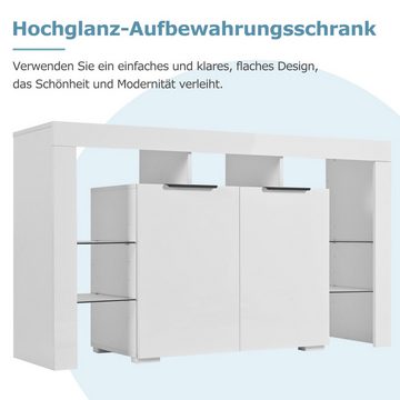 PFCTART Ablageregal Hochglanz LED Sideboard Küchenschrank Buffet-Aufbewahrung