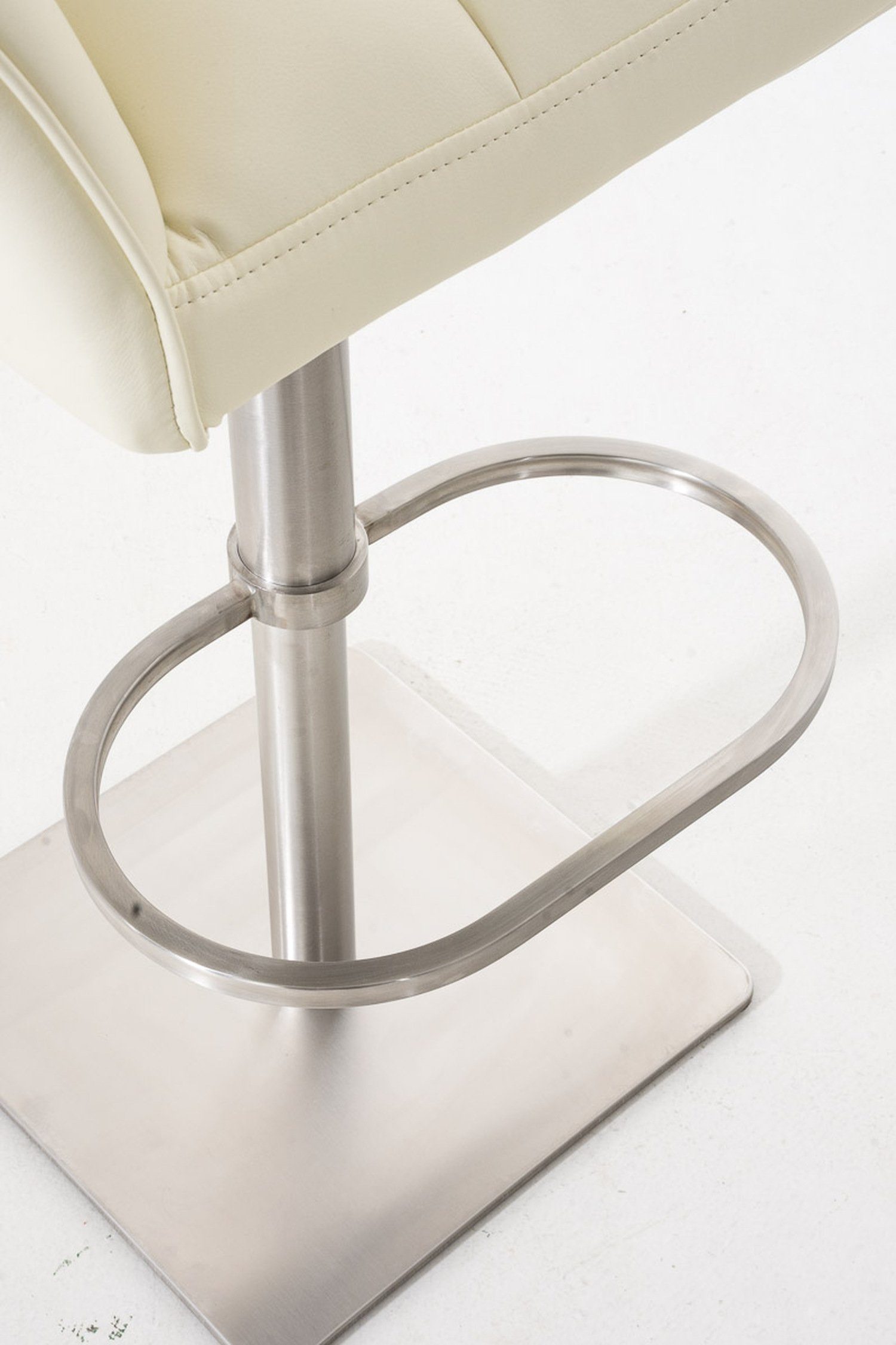 Fußstütze (mit drehbar 360° und Edelstahl Sitzfläche: - Creme - Küche), Damaso Hocker & Gestell TPFLiving Rückenlehne - Theke für Barhocker Kunstleder
