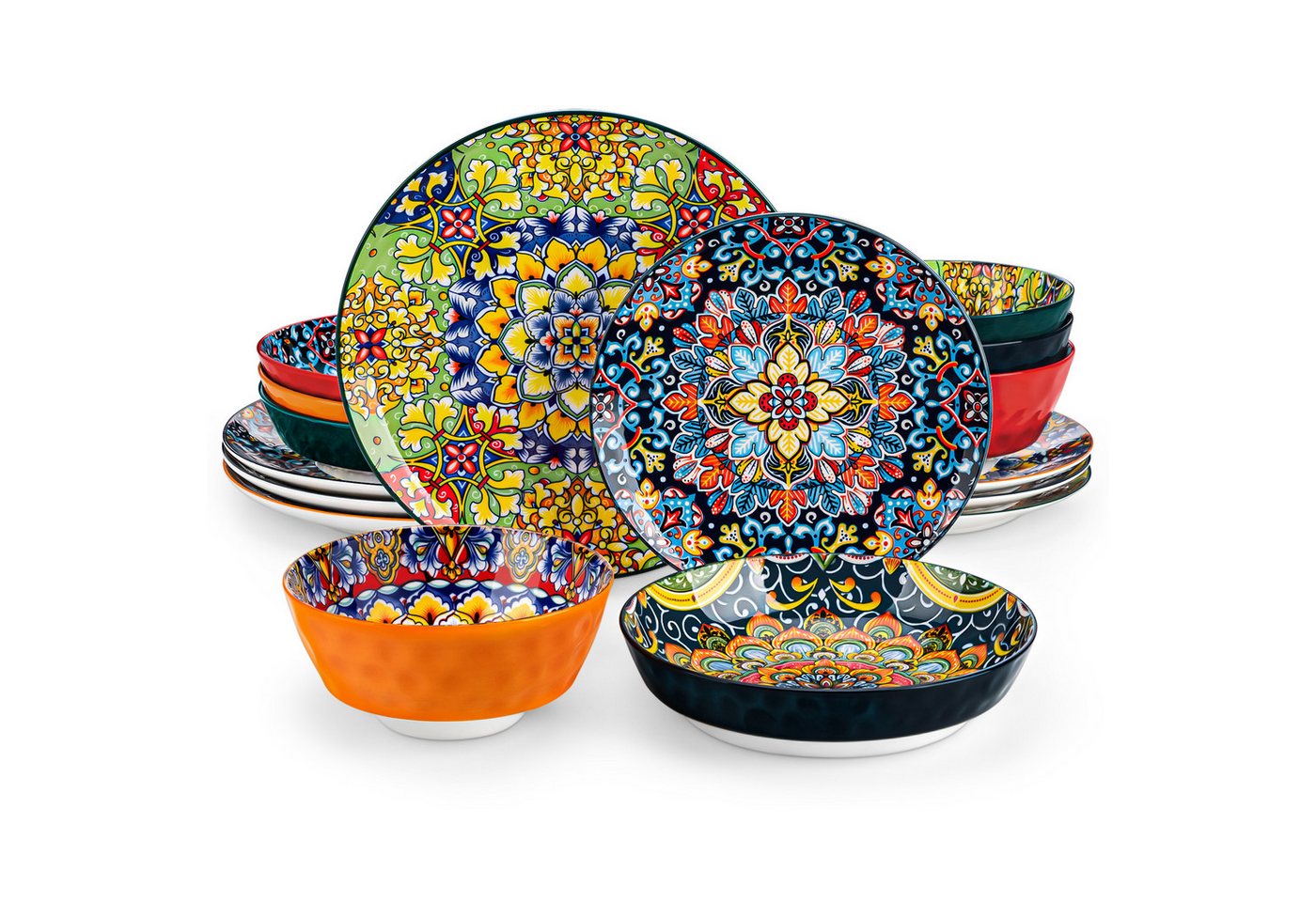 vancasso Geschirr-Set Tafelservice für 4/6 Personen, Porzellan, BOHO-Stil (16-tlg), 4 Personen, Porzellan