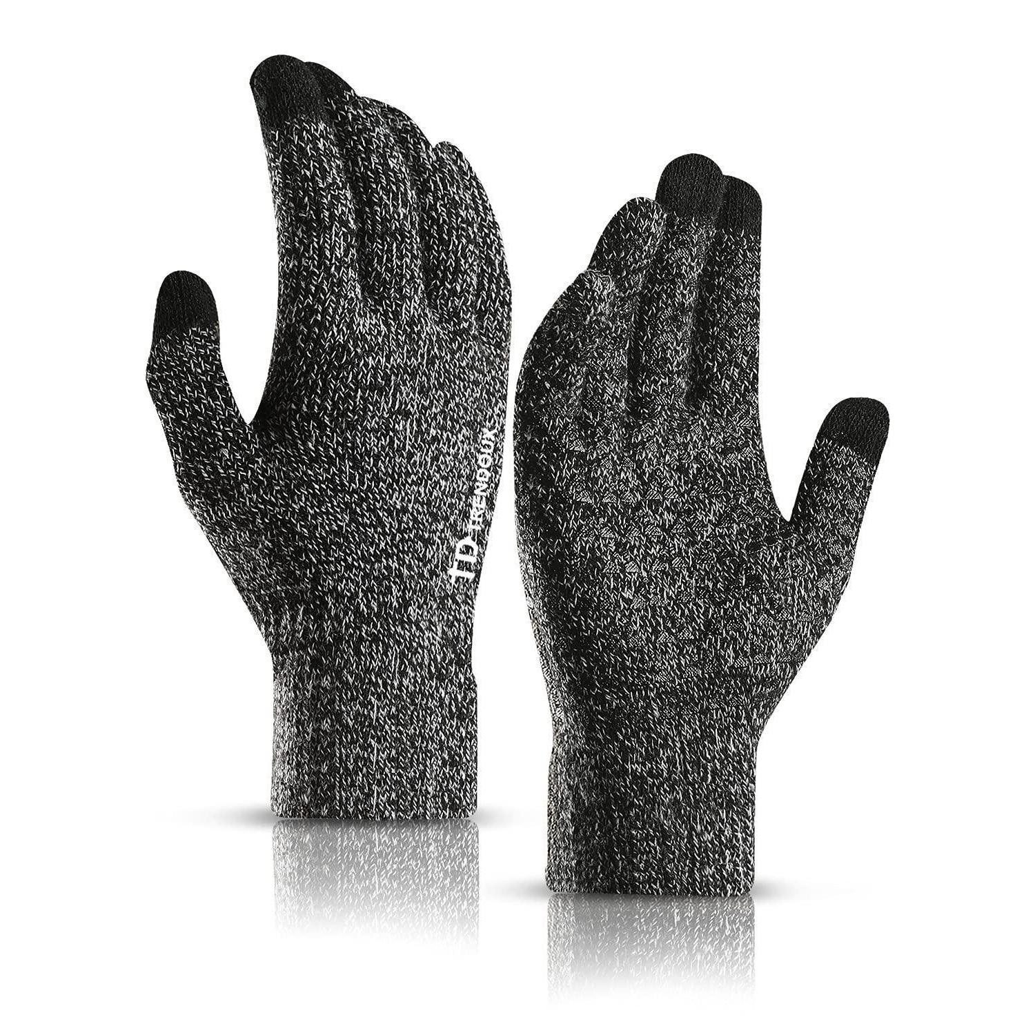 LuxusKollektion Thermohandschuhe Winterhandschuhe Herren Damen Touchscreen Schwarz Weiss M (1-St)