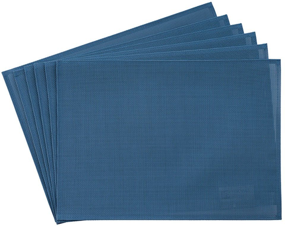 Platzset, Schmalband, APS, (6-St), leicht cm umgenähten blau mit 45x33 Rand, abwischbar