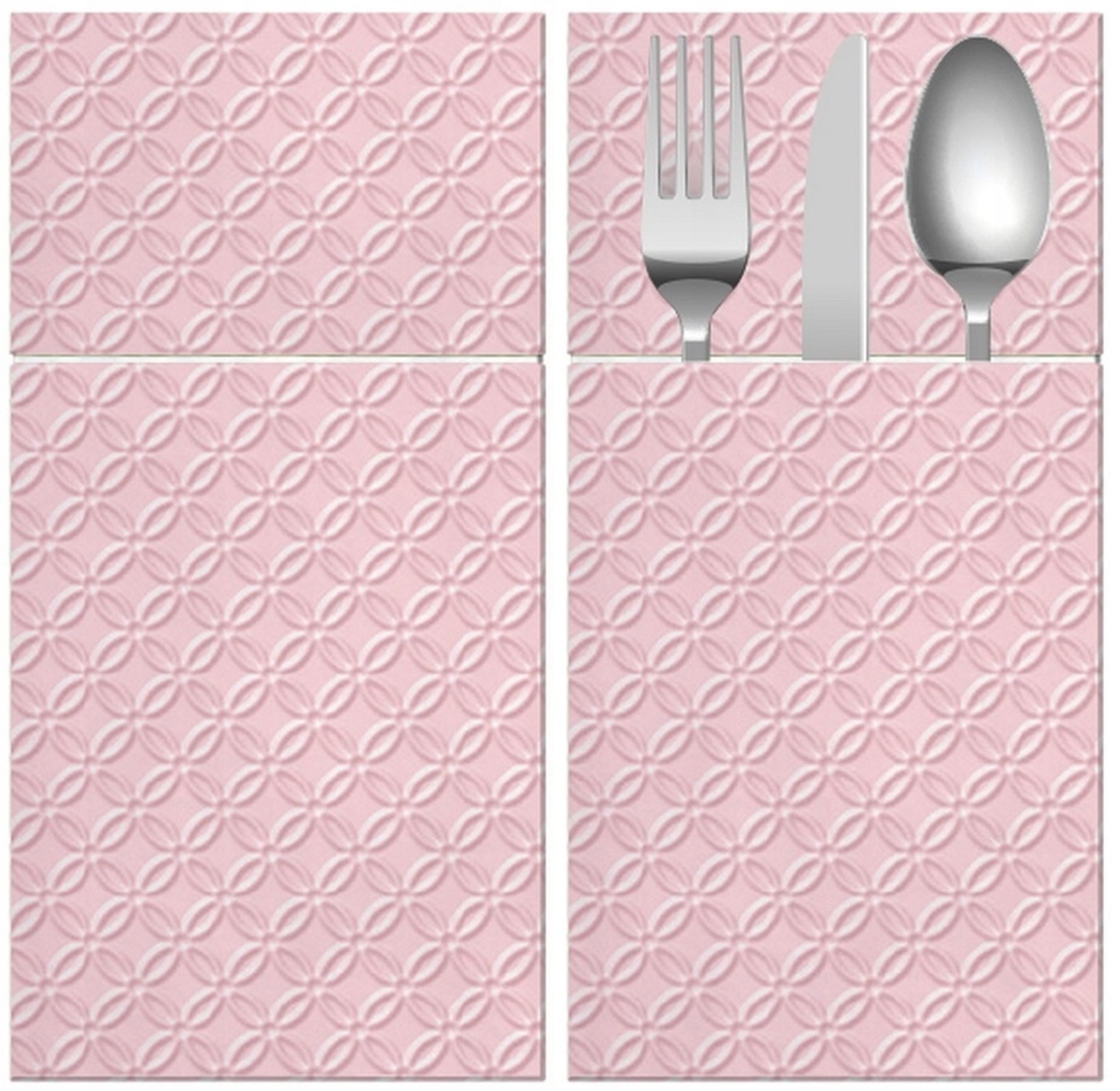 PartyPro Papierserviette Rosa Bestecktaschen – Ideal für Hochzeit, Taufe & Kommunion, 16 Stk.