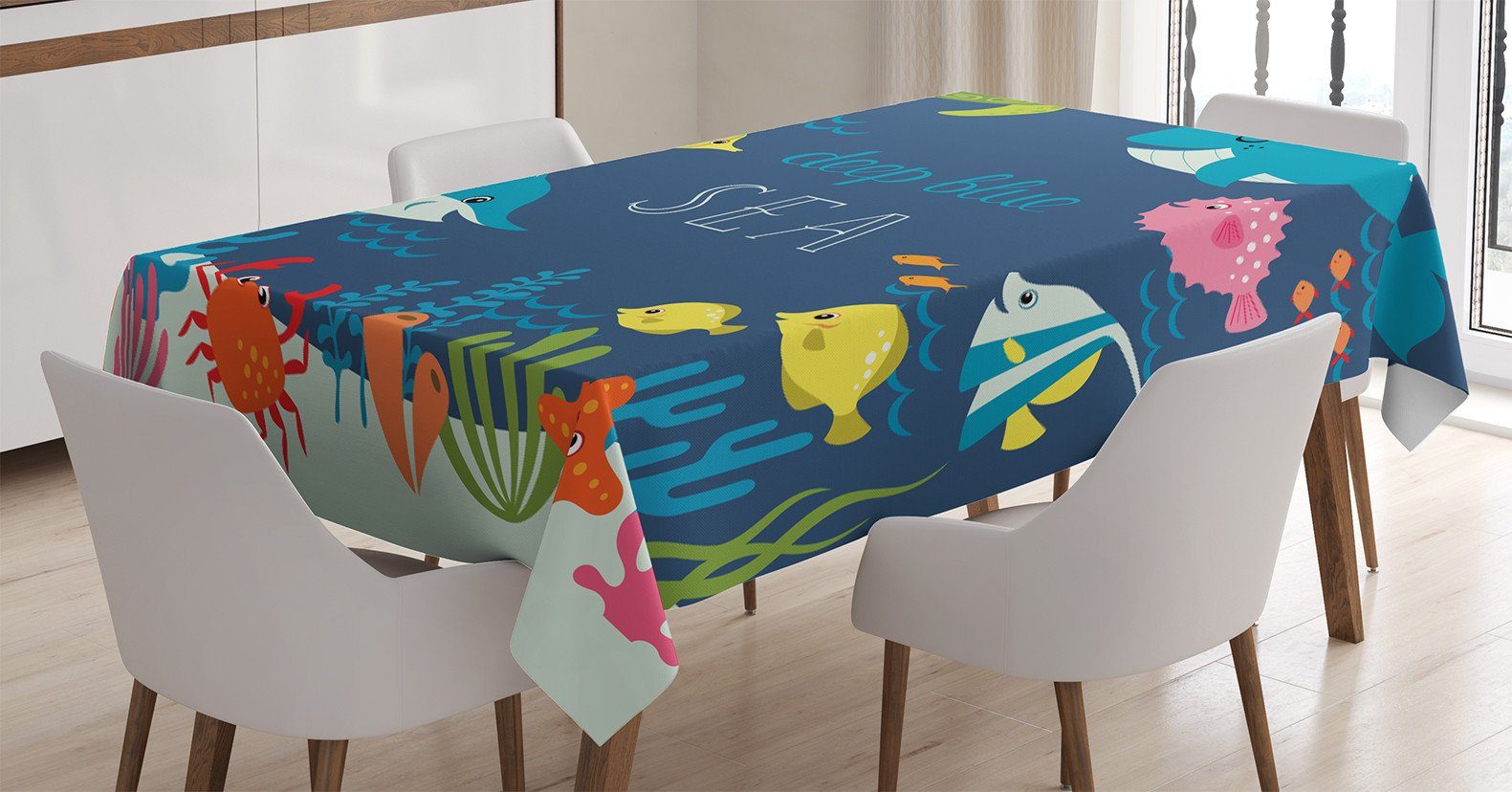 Abakuhaus Tischdecke Farbfest Waschbar Für den Außen Bereich geeignet Klare Farben, Unterwasser Algaes Korallenriffe