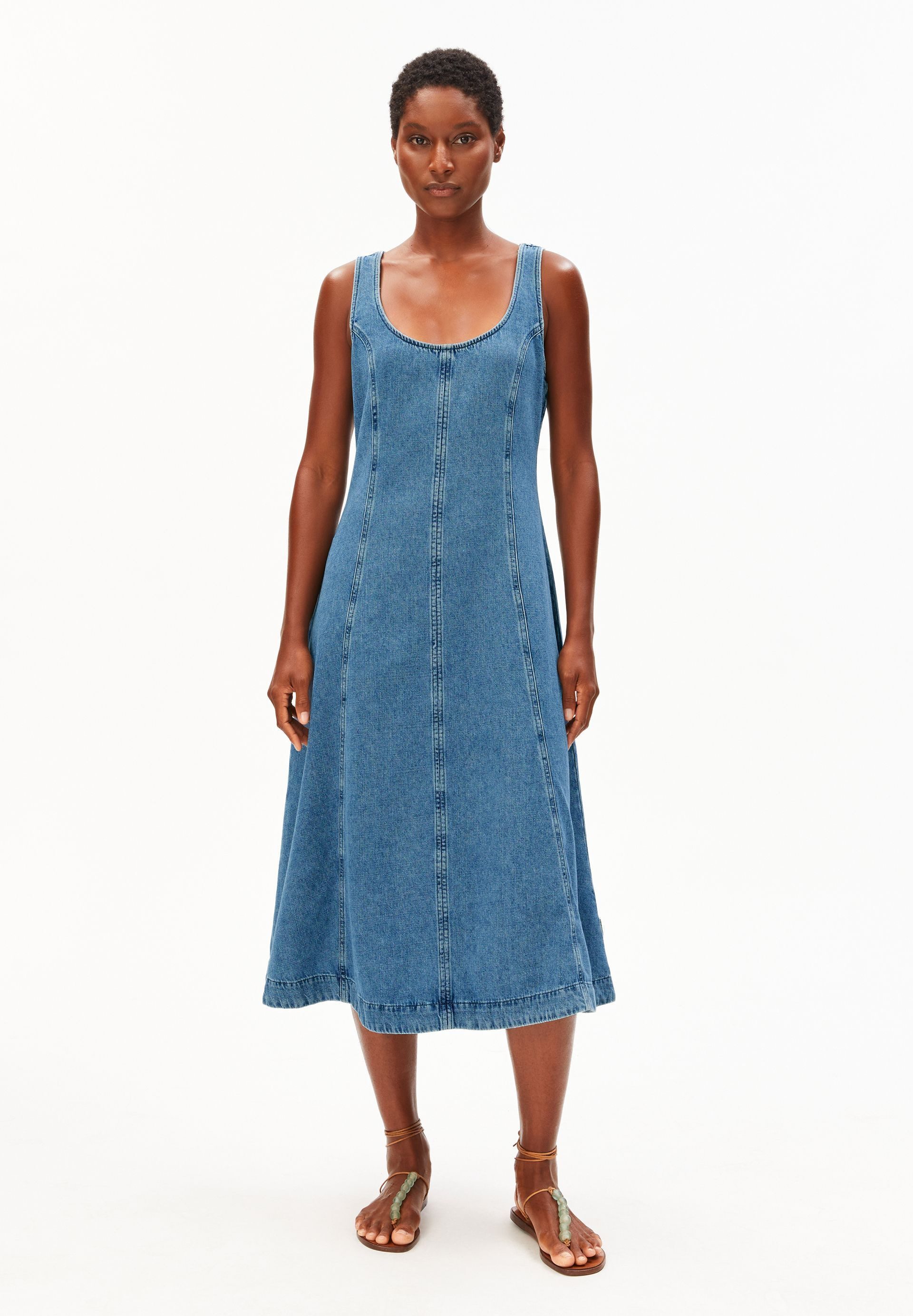 Armedangels Jeanskleid DENIM Bio-Baumwoll Mix Tiefer Rundhalsausschnitt günstig online kaufen