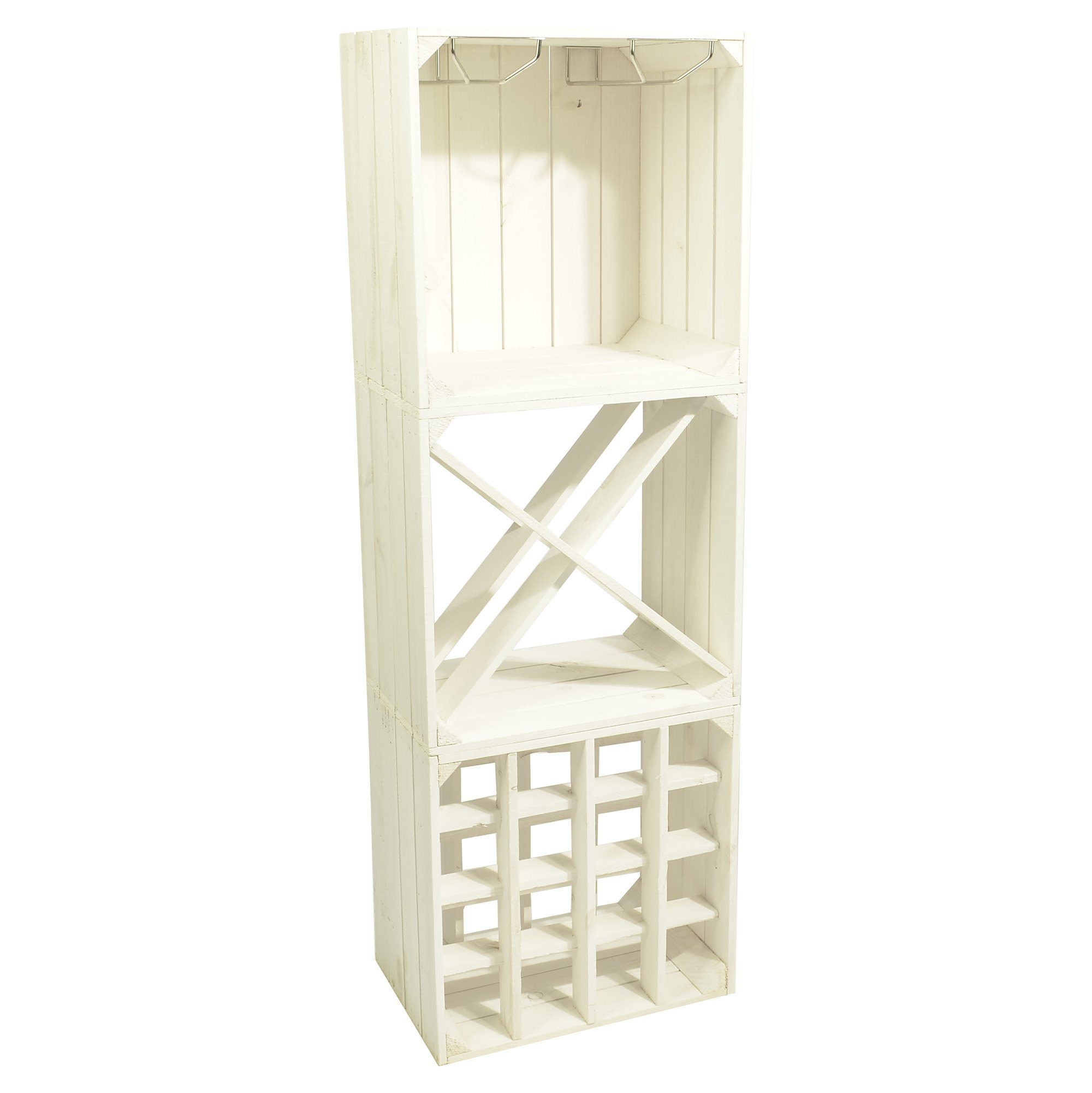 Weinregal Weinregal Wino Set aus Holz - Weiß Komboset Wandregal Flaschenregal