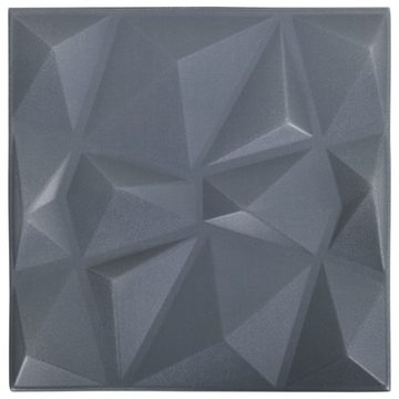 vidaXL Wandpaneel 3D-Wandpaneele 48 Stk 50x50 cm Diamant Grau 12 m²