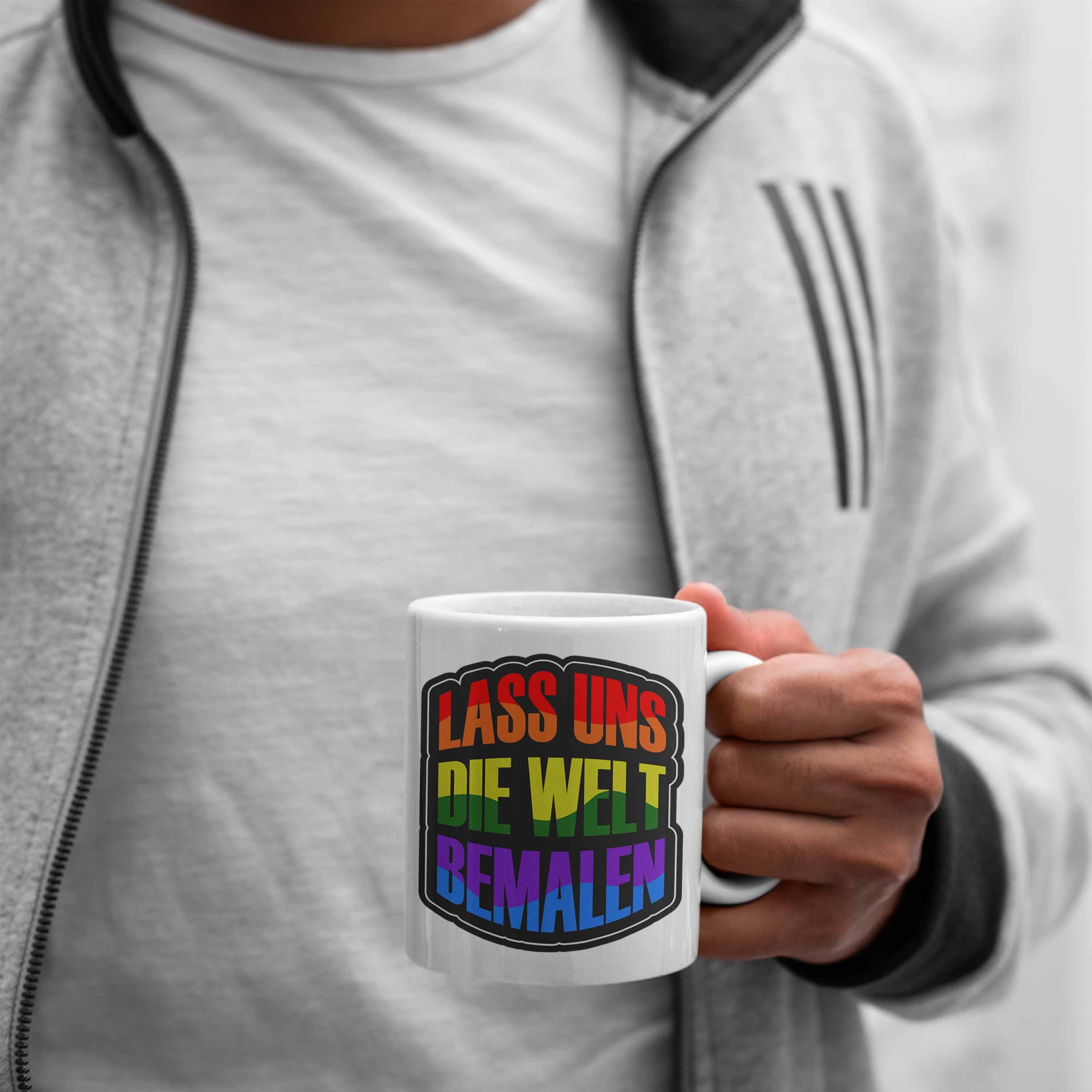 Bemalen" Weiss LGBT Welt "Lass Regenbogenfarben Tasse Trendation die Tasse uns Geschenkidee