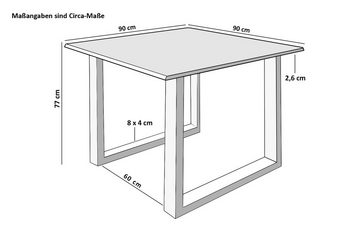 SAM® Baumkantentisch Sonja, massives Akazienholz, natürliche Baumkante, Metallgestell U-Form